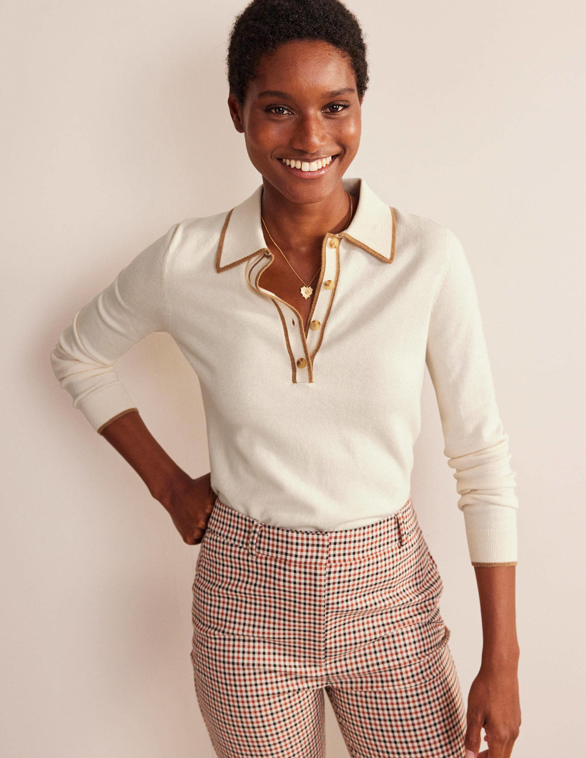 Estelle Henley Jumper-Warm Ivory-1