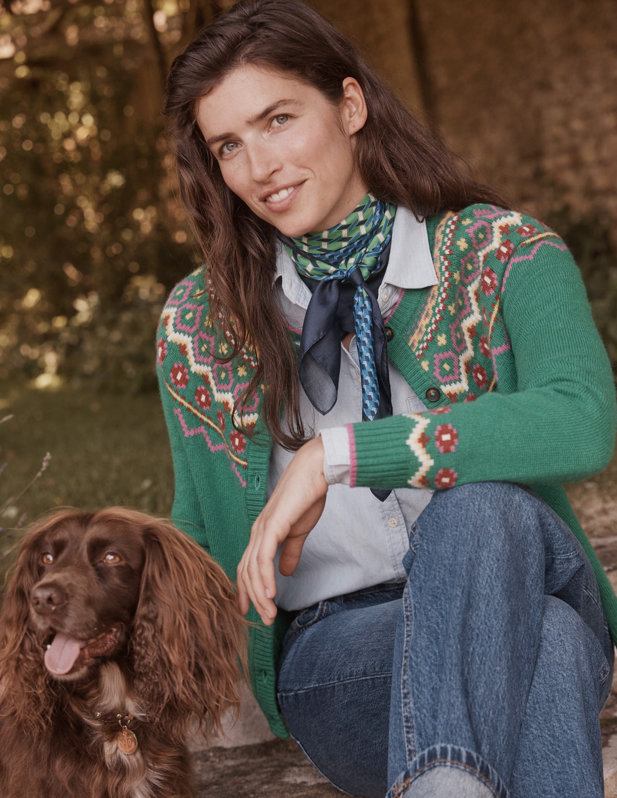 Edie Fair Isle Cardigan-Green Fair Isle - Image 6