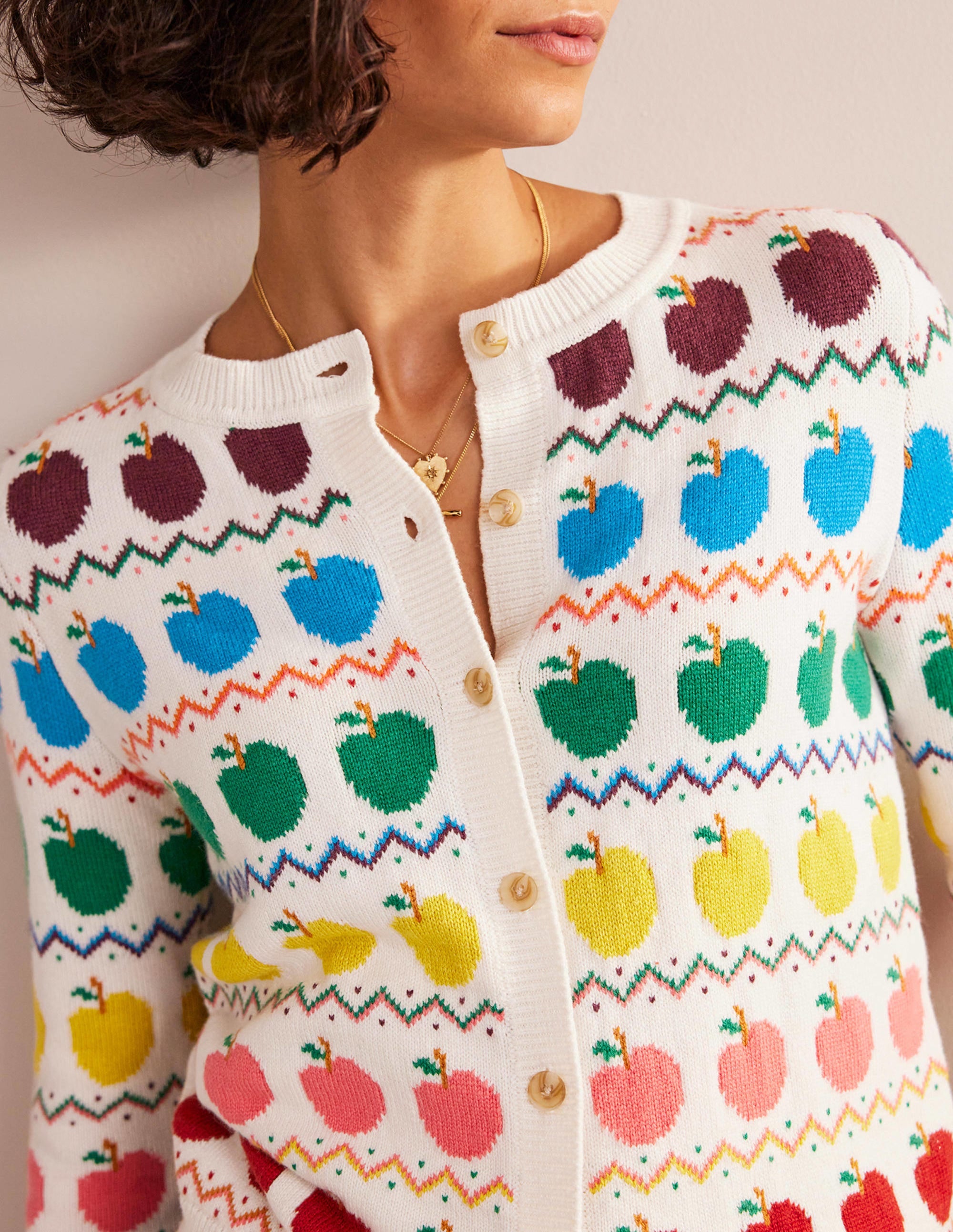 Edie Fair Isle Cardigan-Apple Fair Isle - Image 2