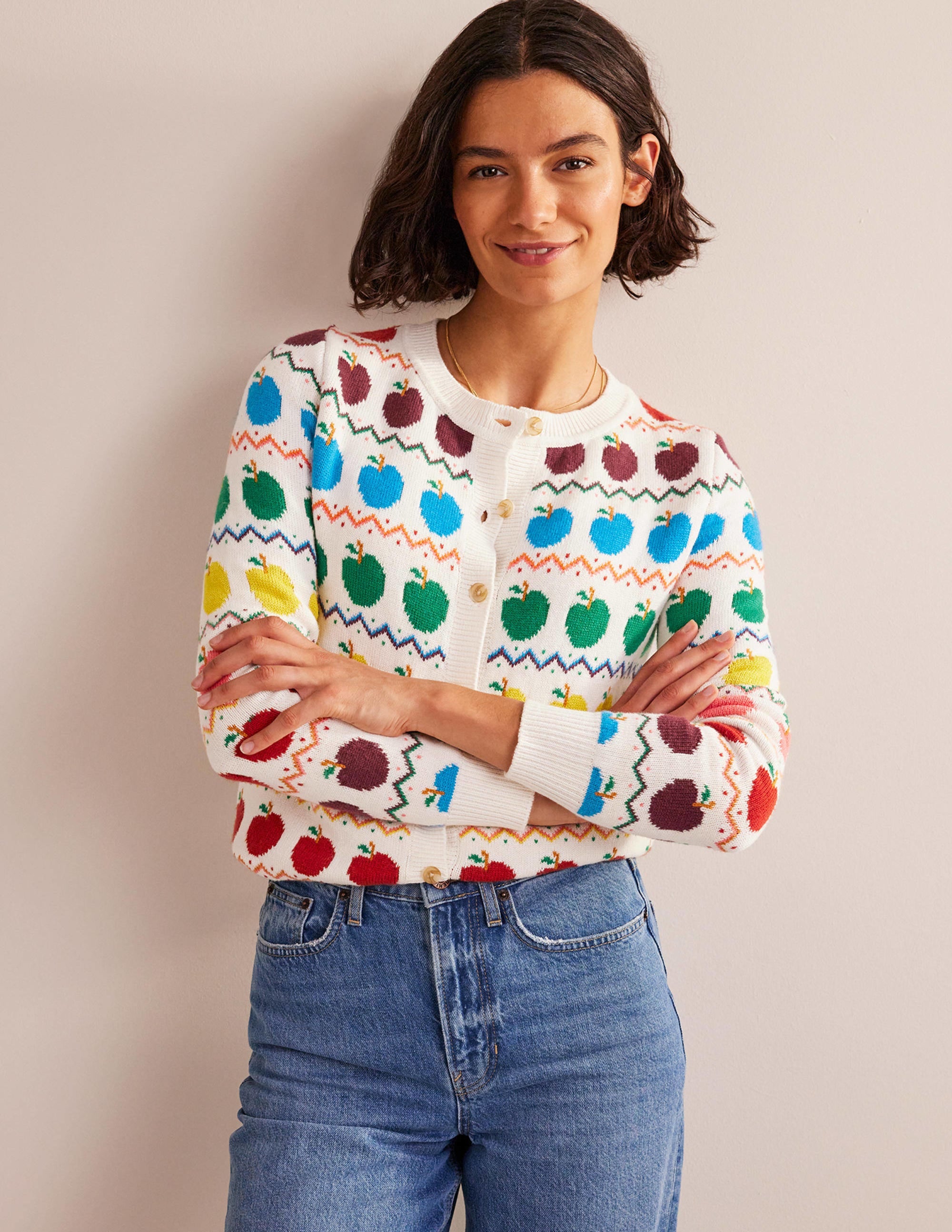 Edie Fair Isle Cardigan-Apple Fair Isle - Image 4