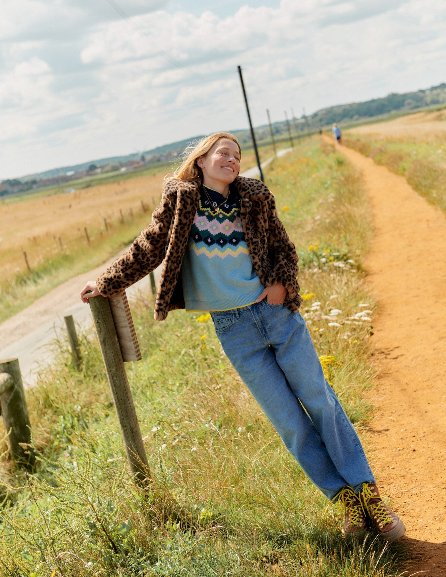 Edie Fair Isle Jumper-Blue Diamond Stripe