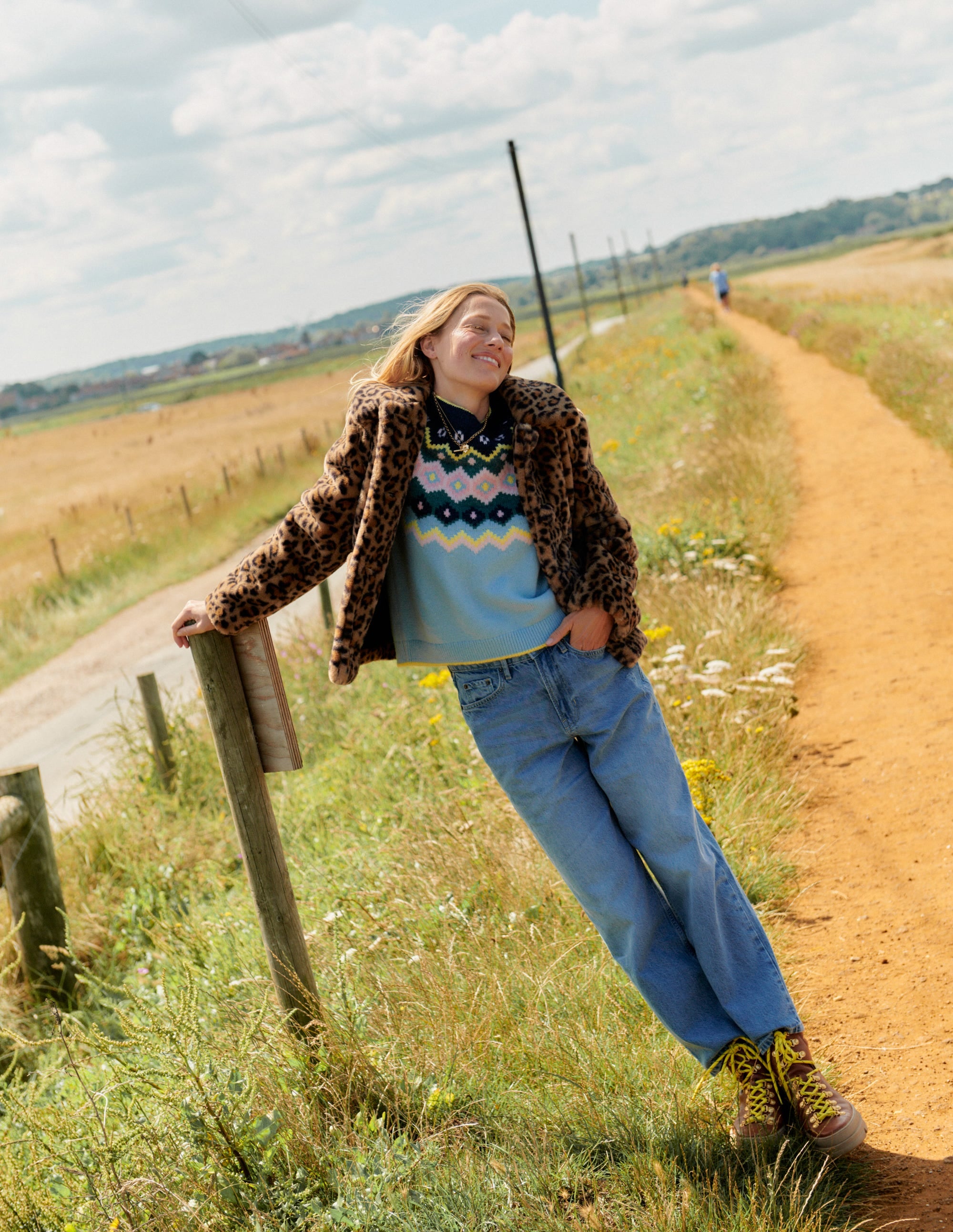 Edie Fair Isle Jumper-Blue Diamond Stripe - Image 8