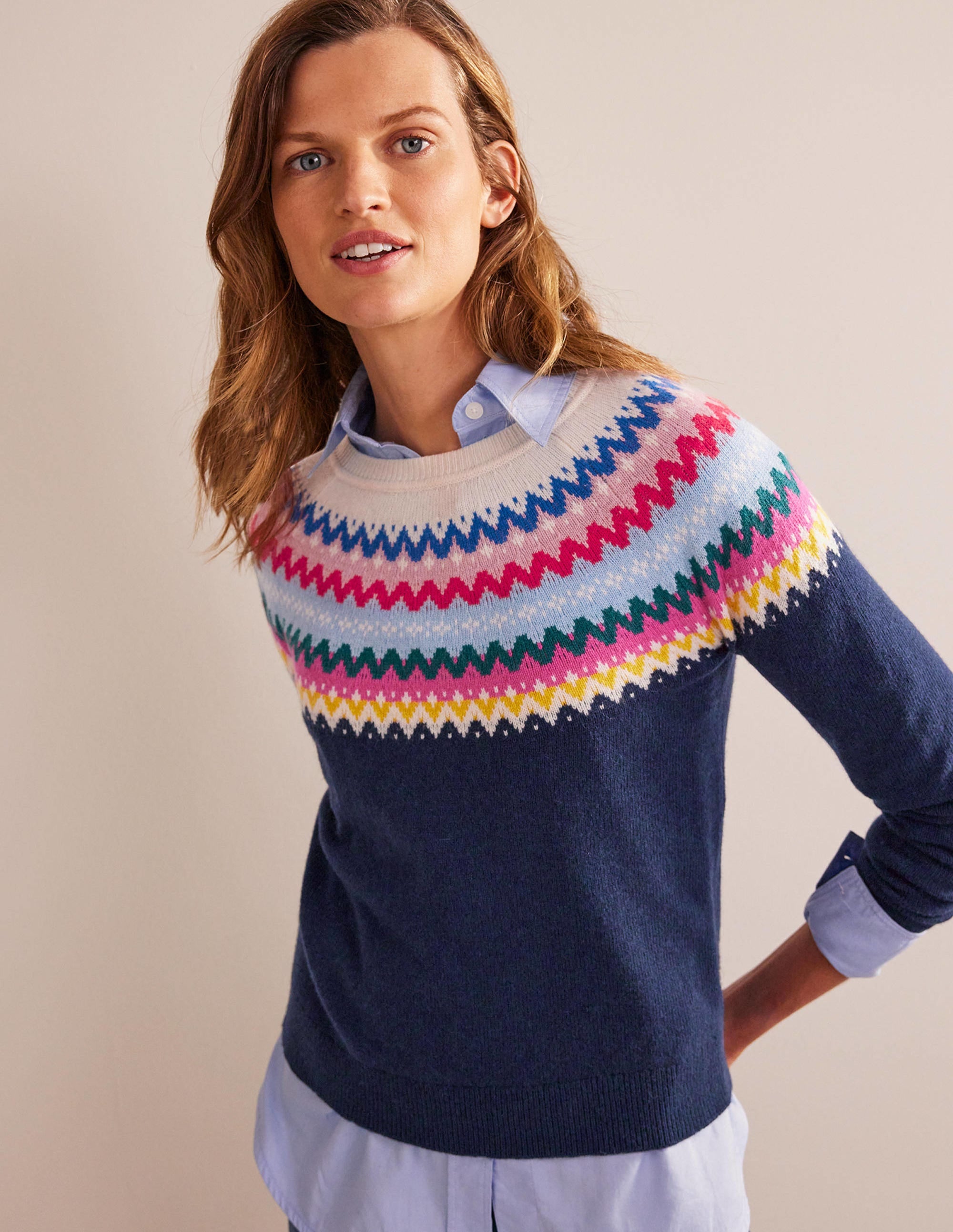 Edie Fair Isle Jumper-Navy Classic Fair Isle - Image 1