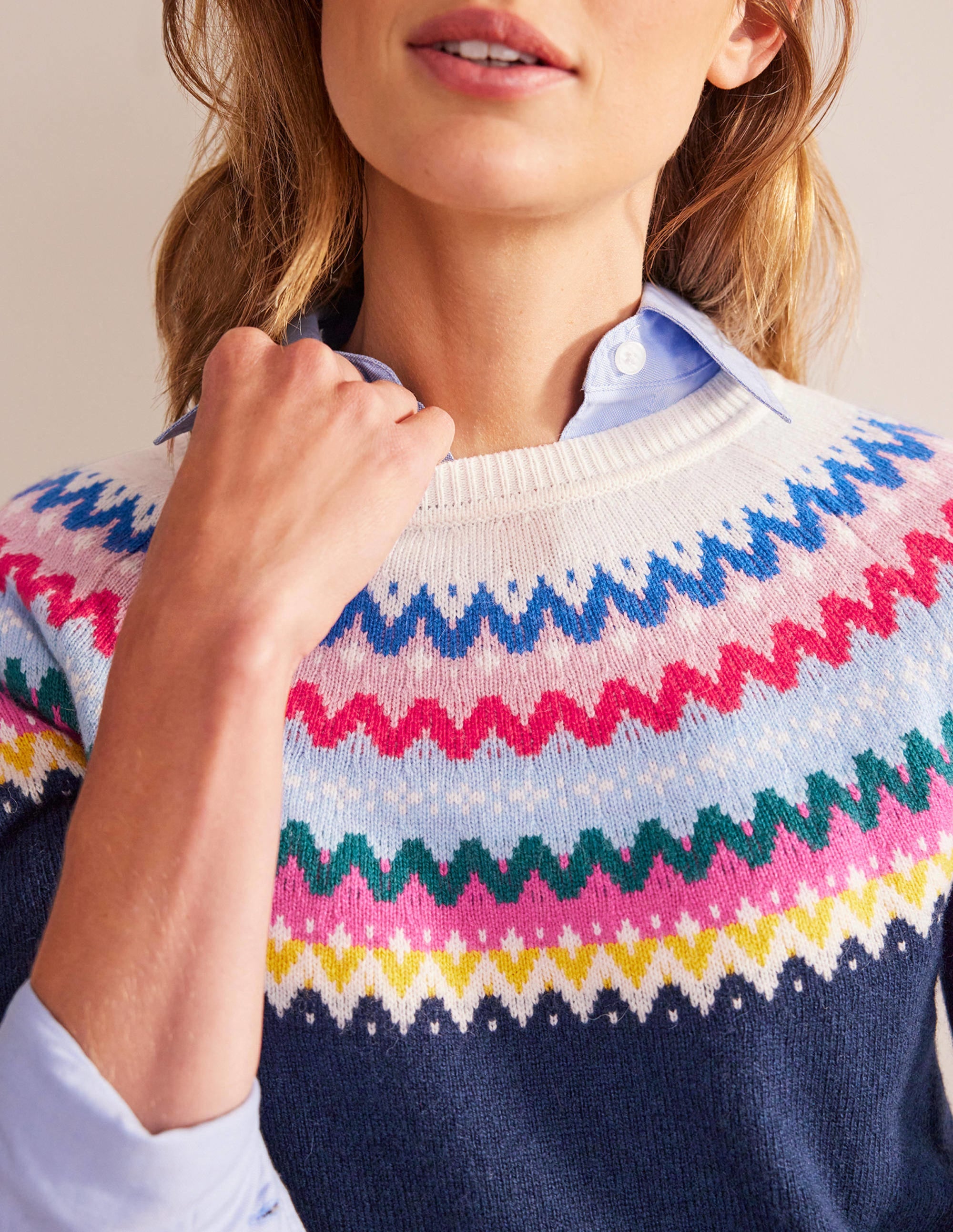 Edie Fair Isle Jumper-Navy Classic Fair Isle - Image 2