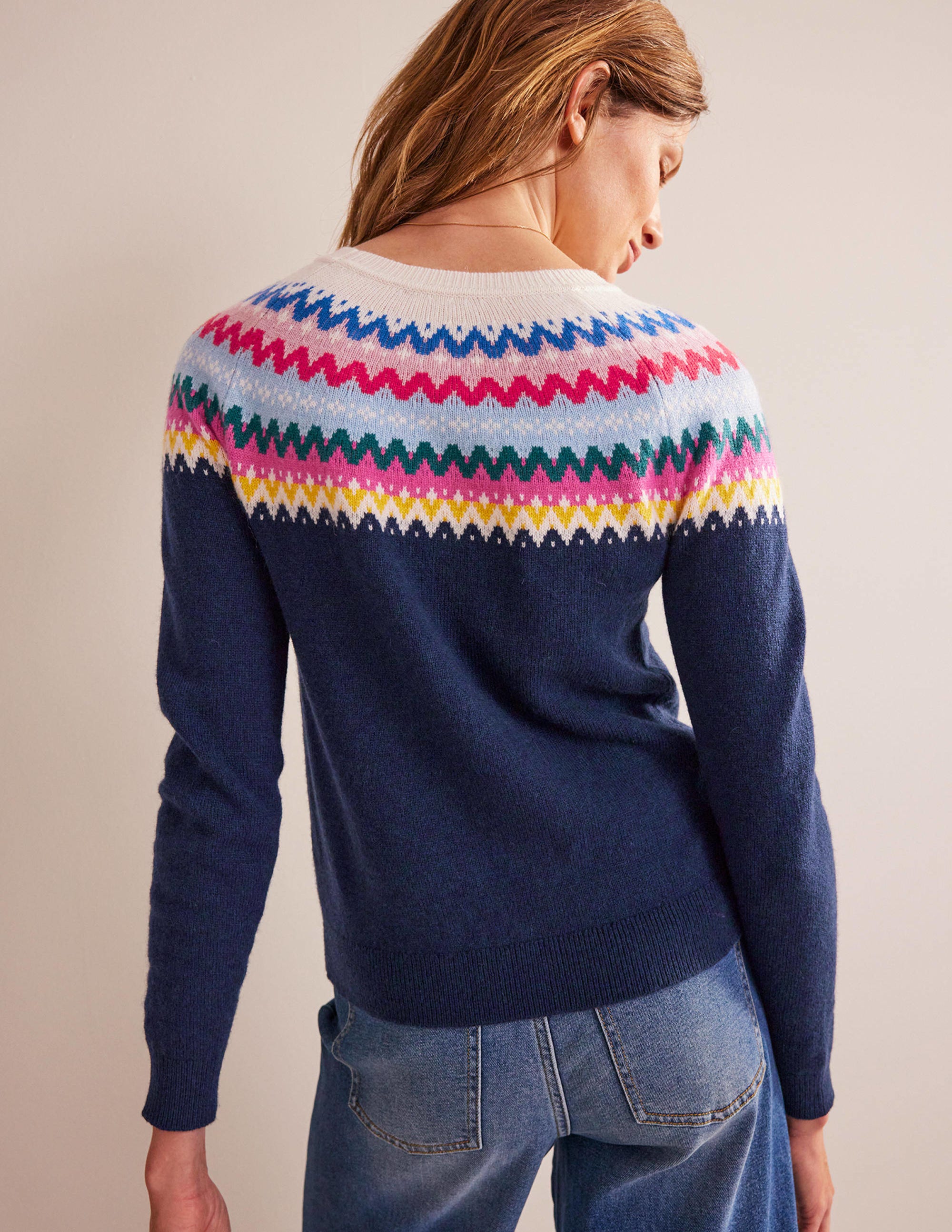 Edie Fair Isle Jumper-Navy Classic Fair Isle - Image 3