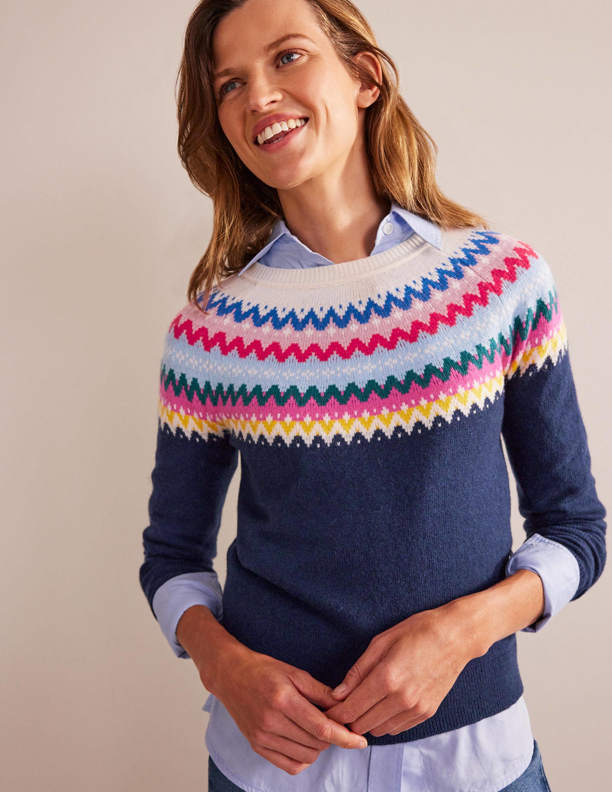 Edie Fair Isle Jumper-Navy Classic Fair Isle - Image 4