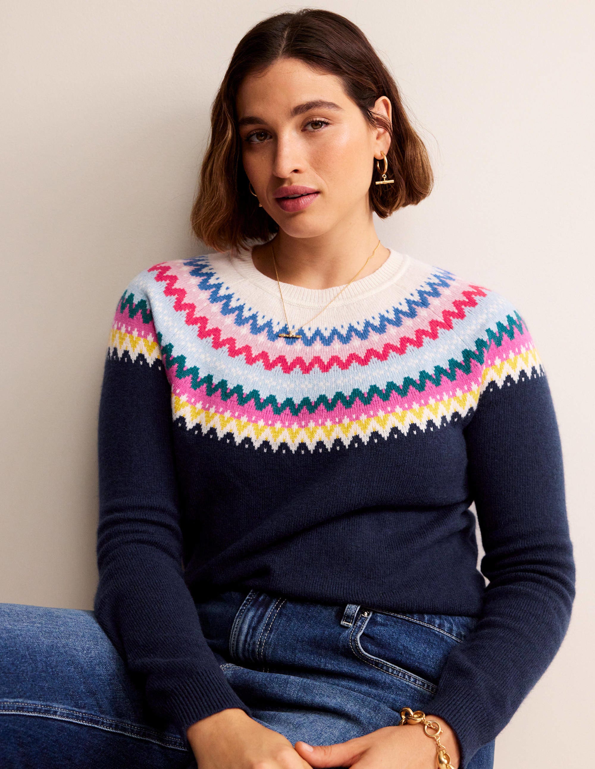 Edie Fair Isle Jumper-Navy Classic Fair Isle - Image 7