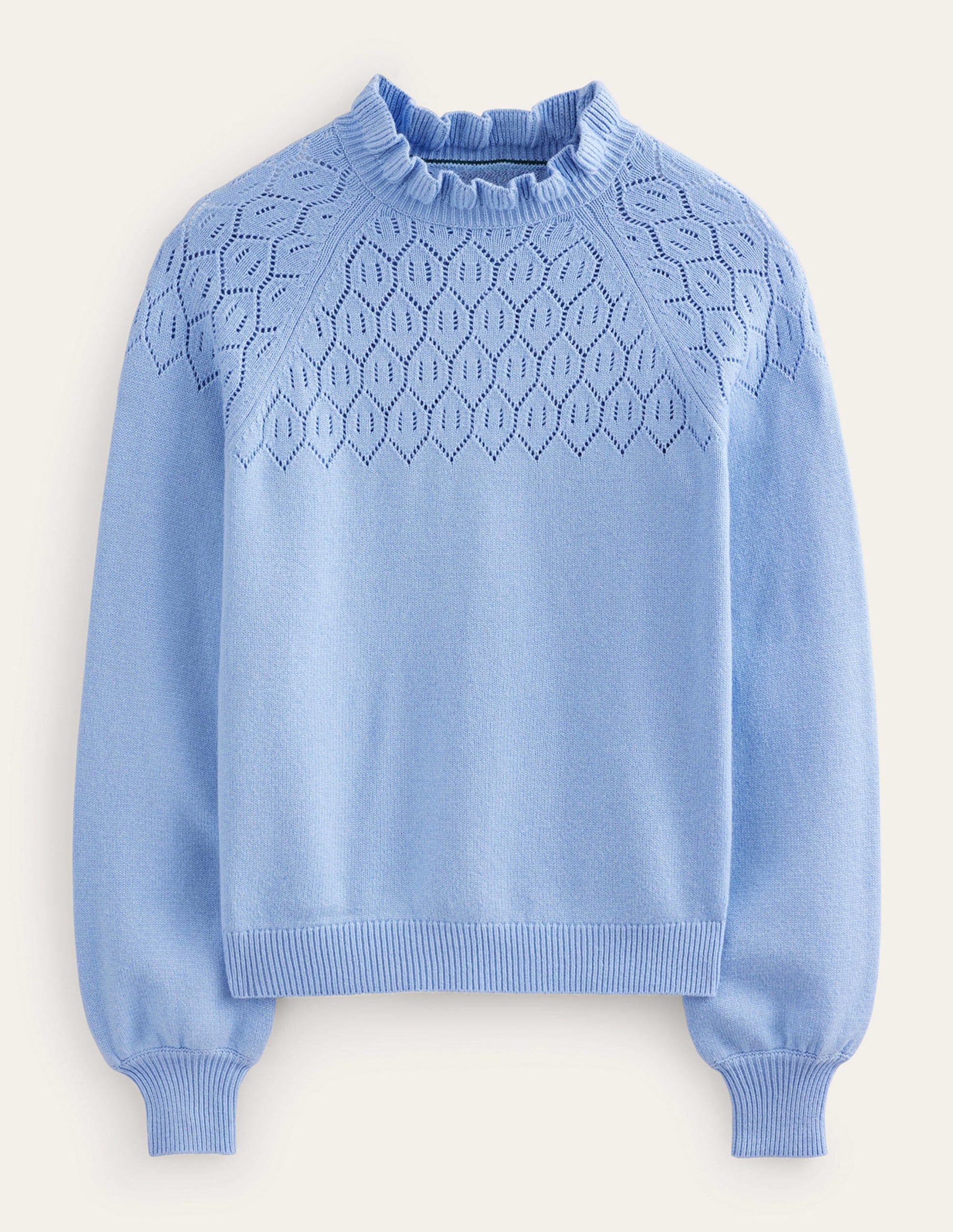 Pointelle Detailed Jumper-Cornflower-6
