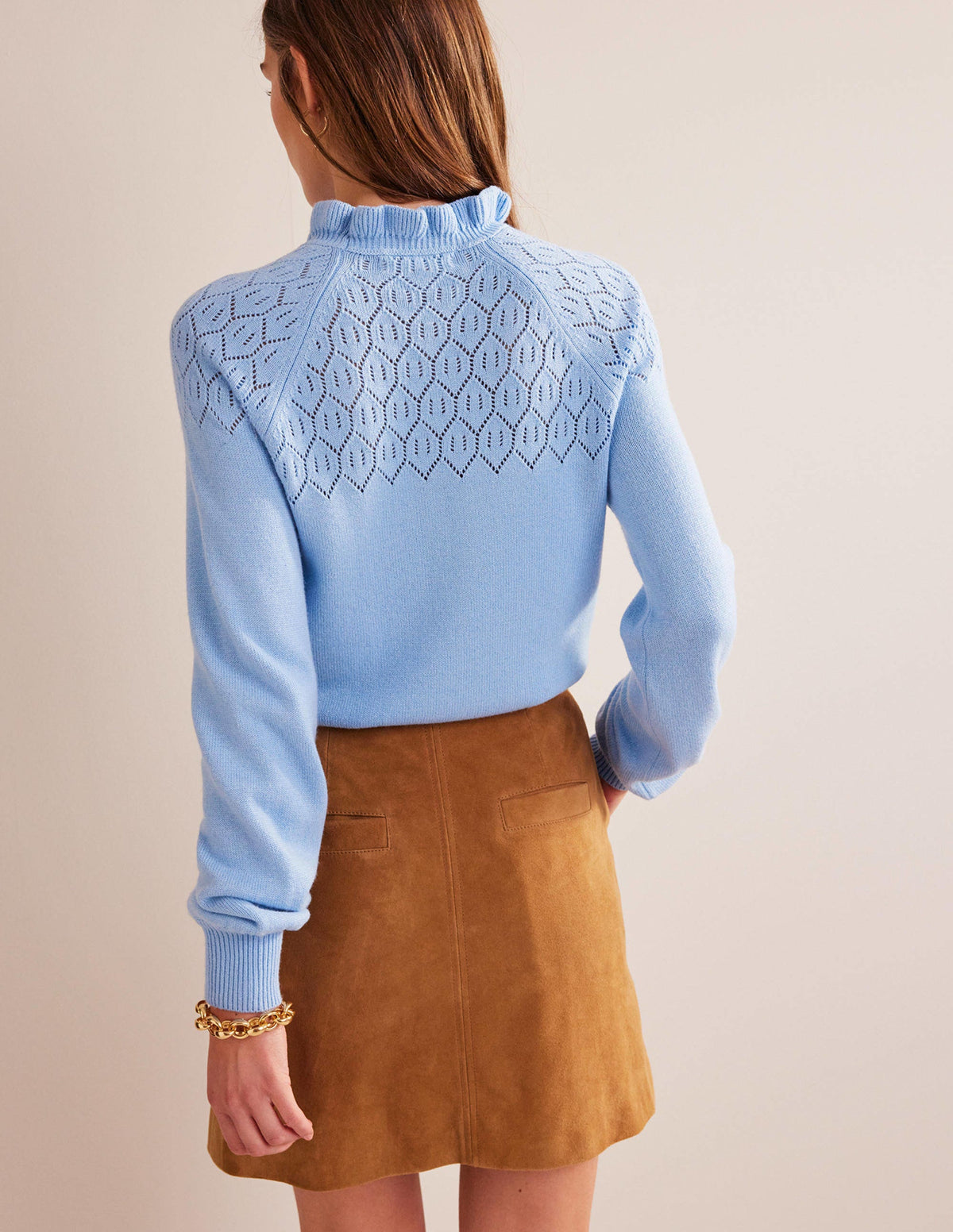 Pointelle Detailed Jumper-Cornflower-3