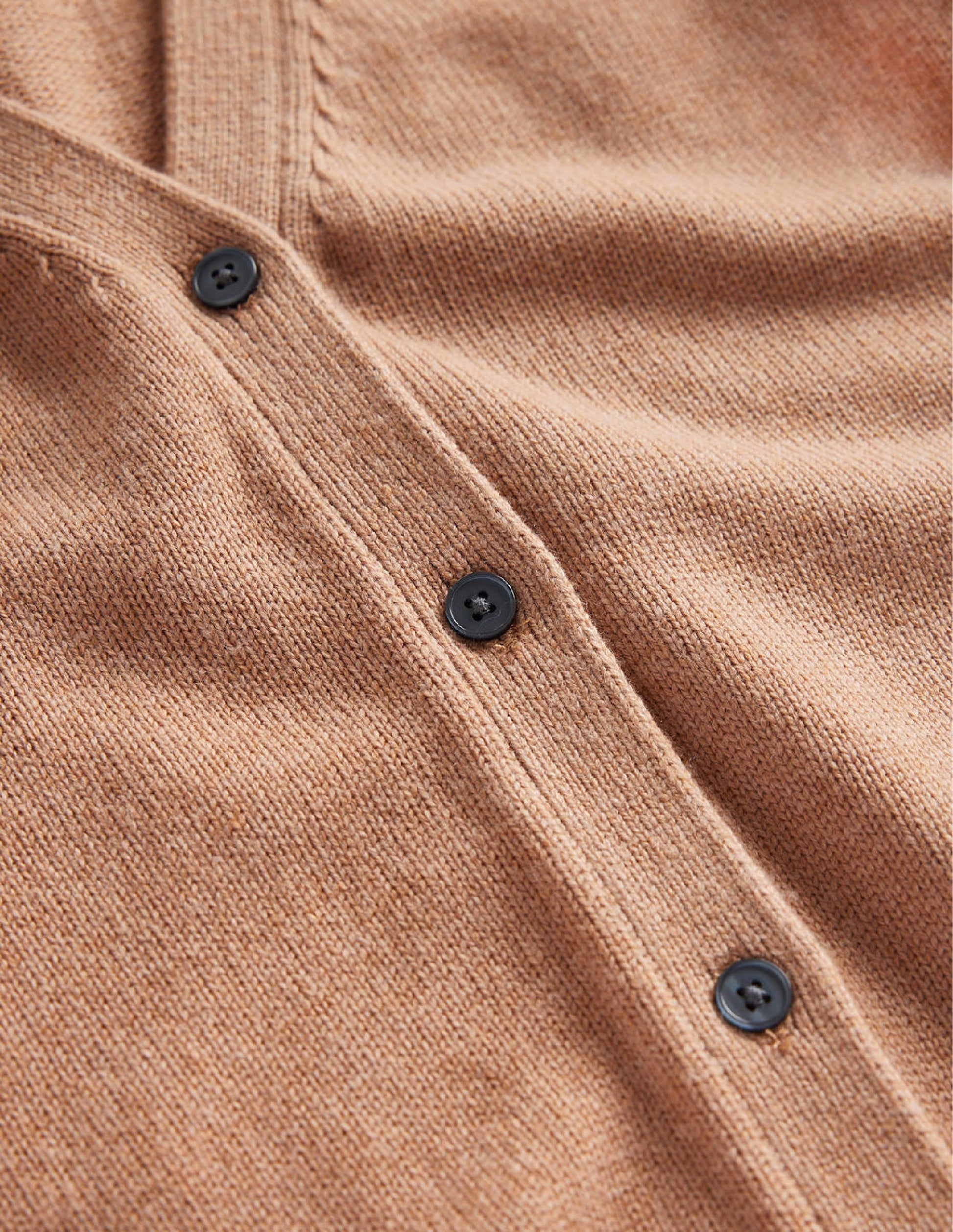 Pointelle Sleeve Cardigan-Camel Melange-6