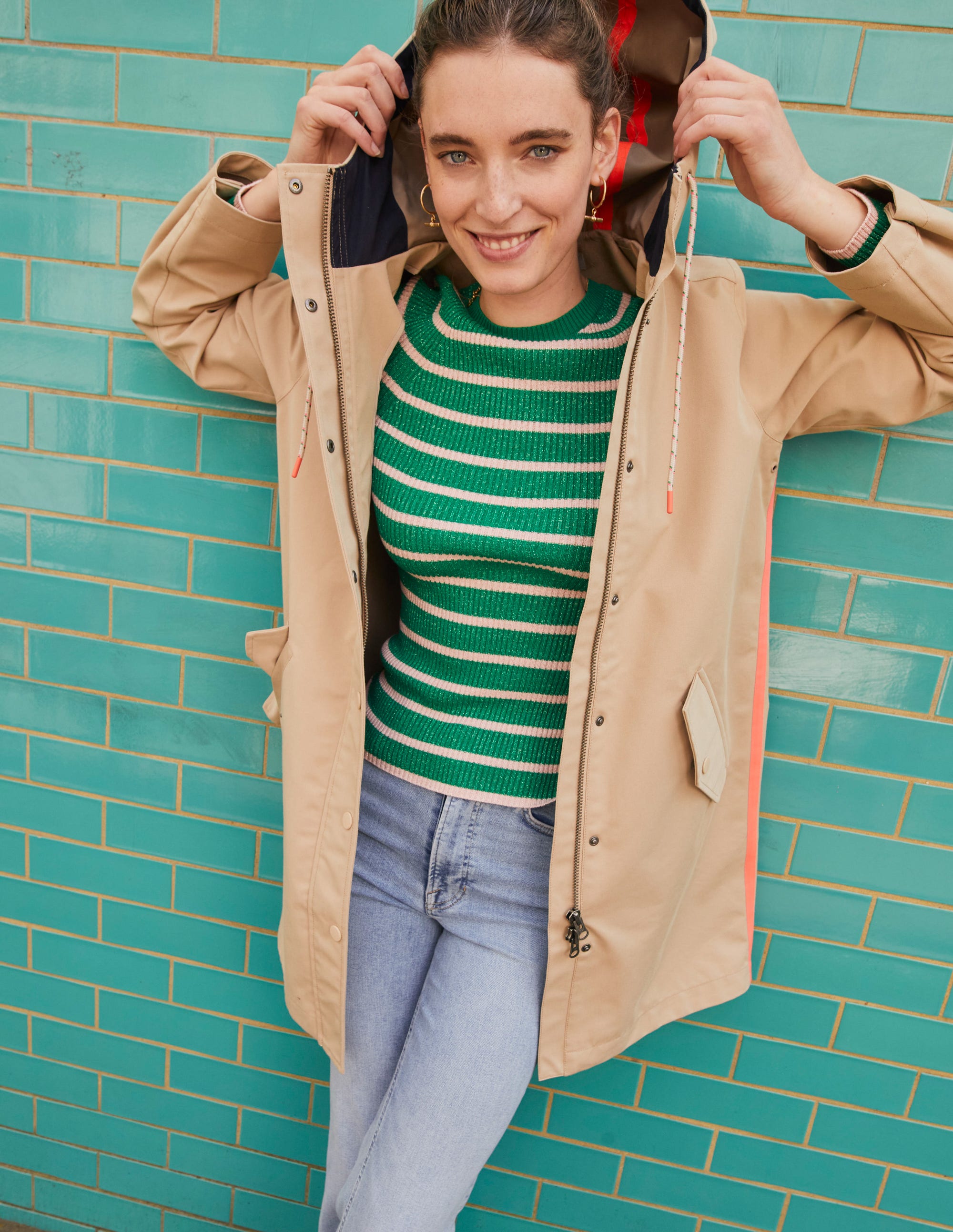 Effie Sparkle Stripe Jumper-Meadow Green, Chalky Pink - Image 5