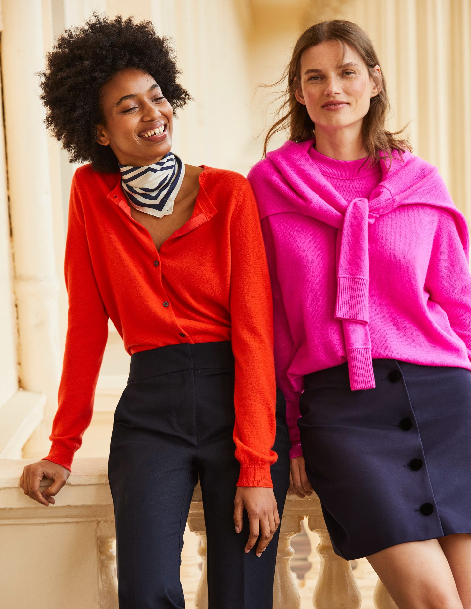 Eva Cashmere Crew Cardigan-Fiesta Orange-5
