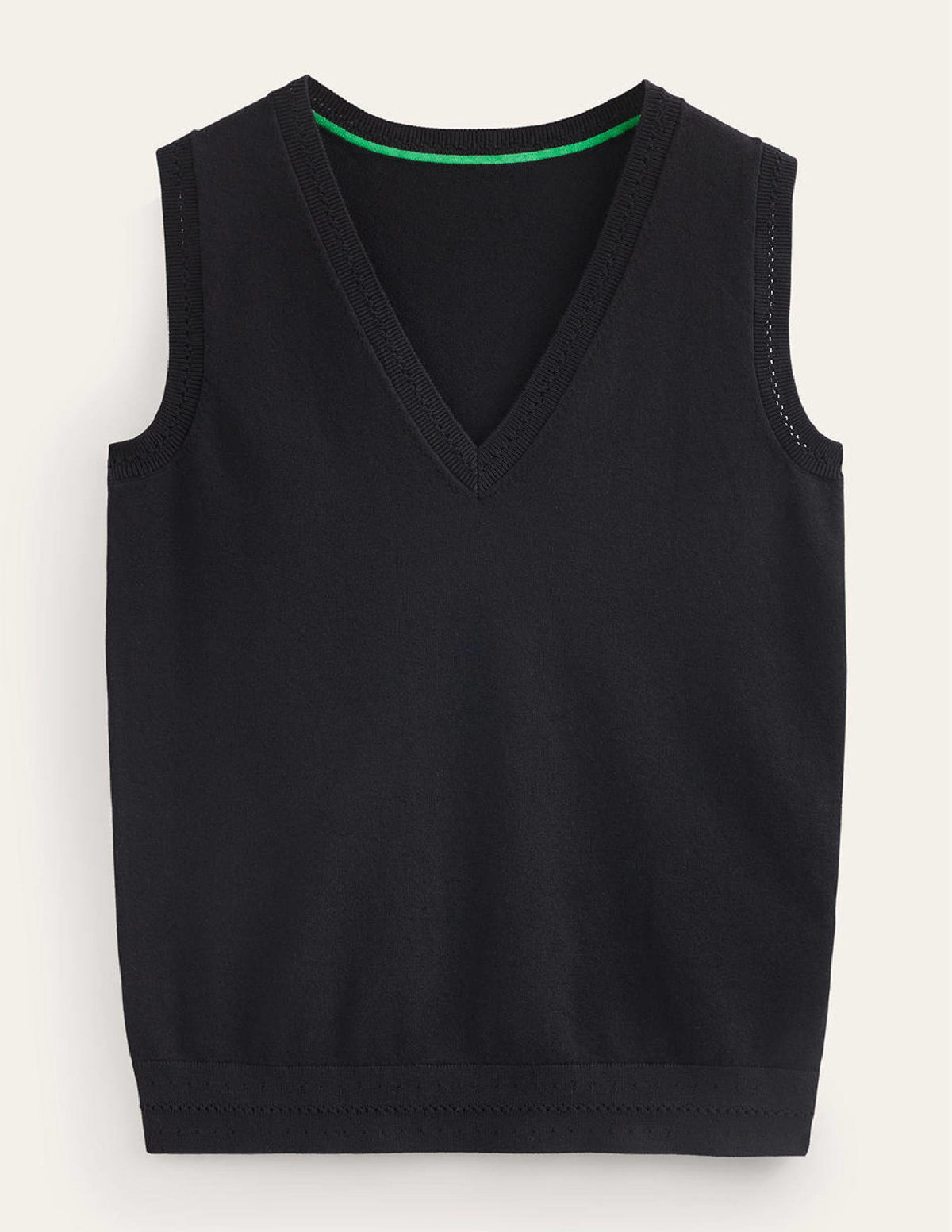 Catriona Cotton V-Neck Tank-Black - Image 5