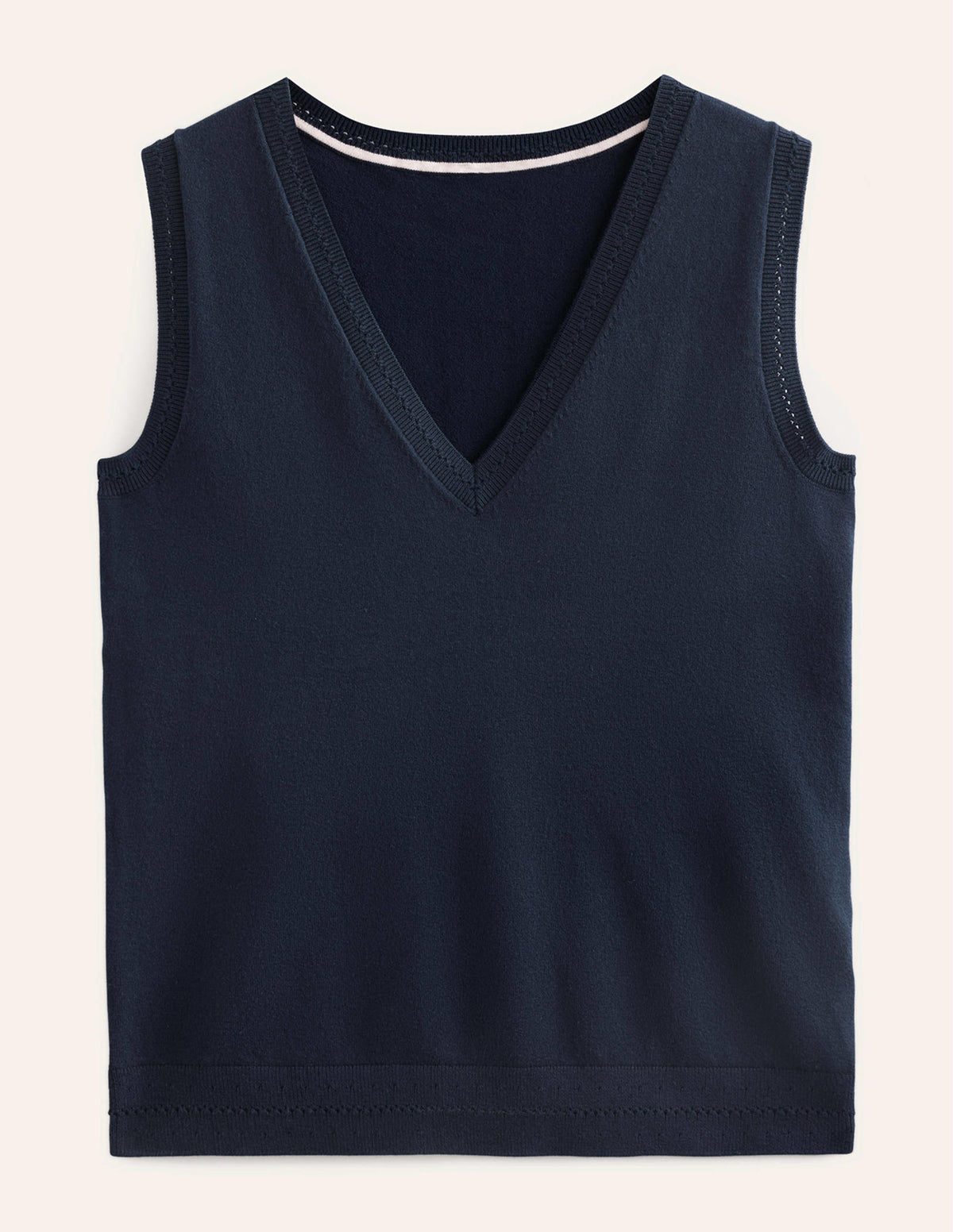Catriona Cotton V-Neck Tank-Navy - Image 5