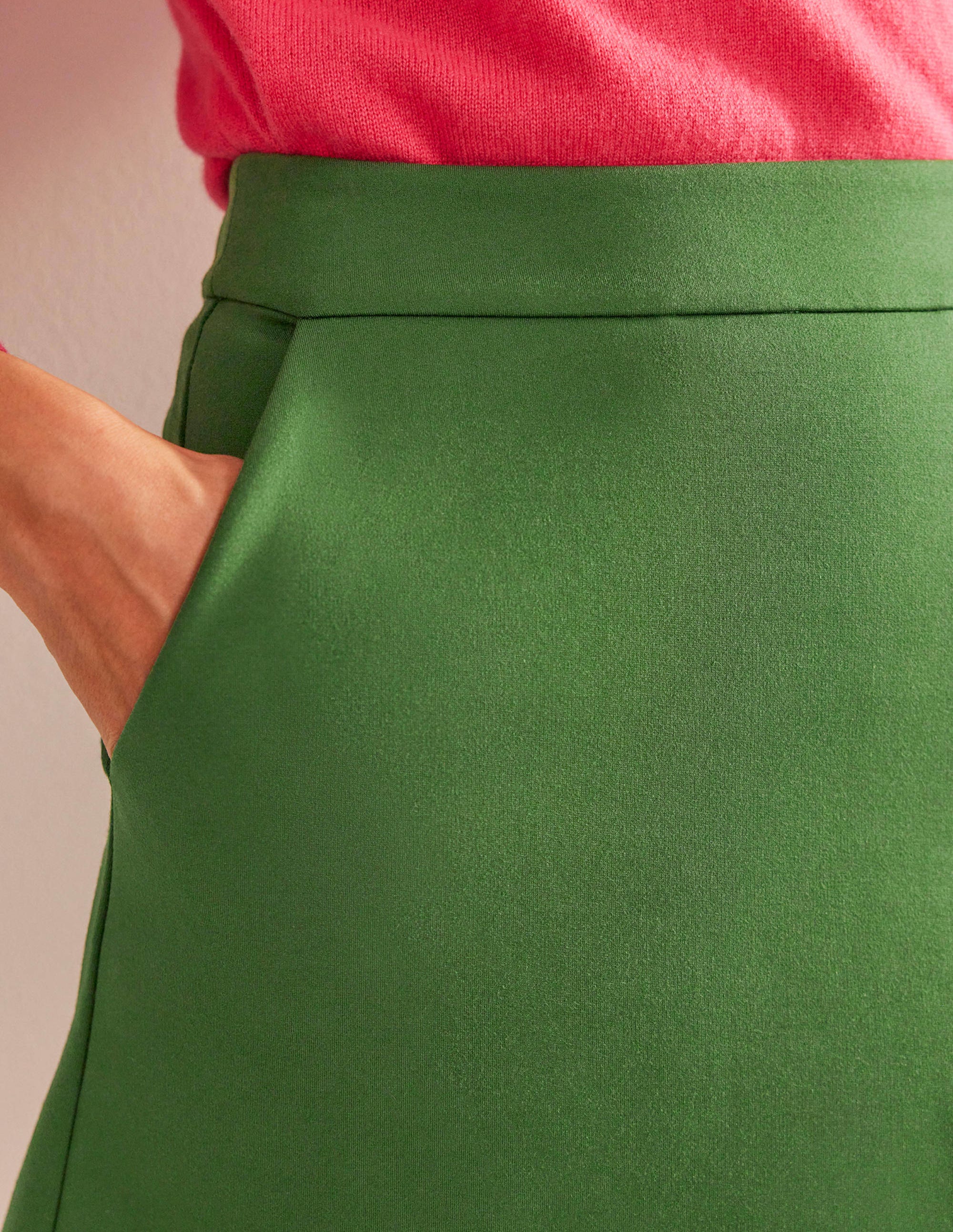 Ponte A-line Mini Skirt-Winter Green - Image 2