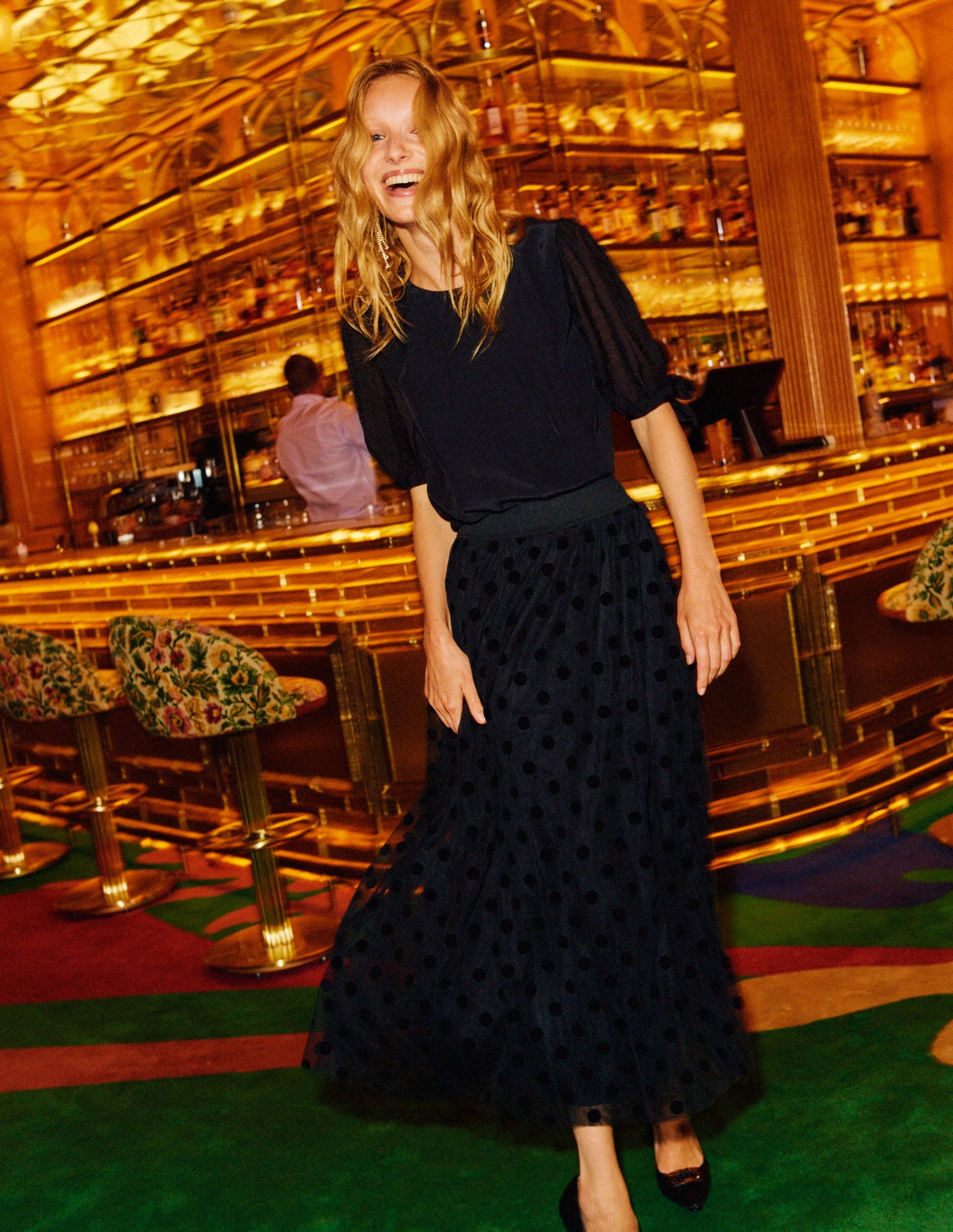 Tulle Full Midi Skirt-Black Spot-7