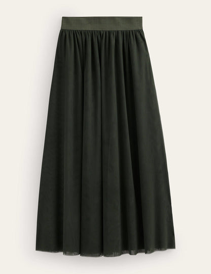 Tulle Full Midi Skirt-Khaki-8