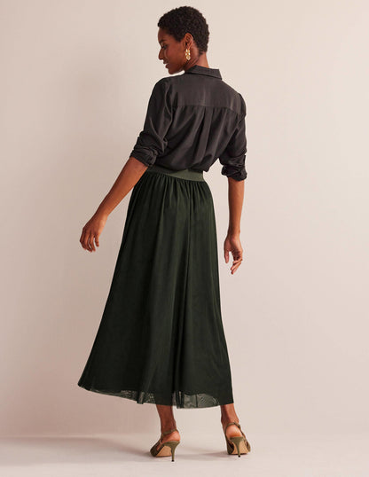Tulle Full Midi Skirt-Khaki-3