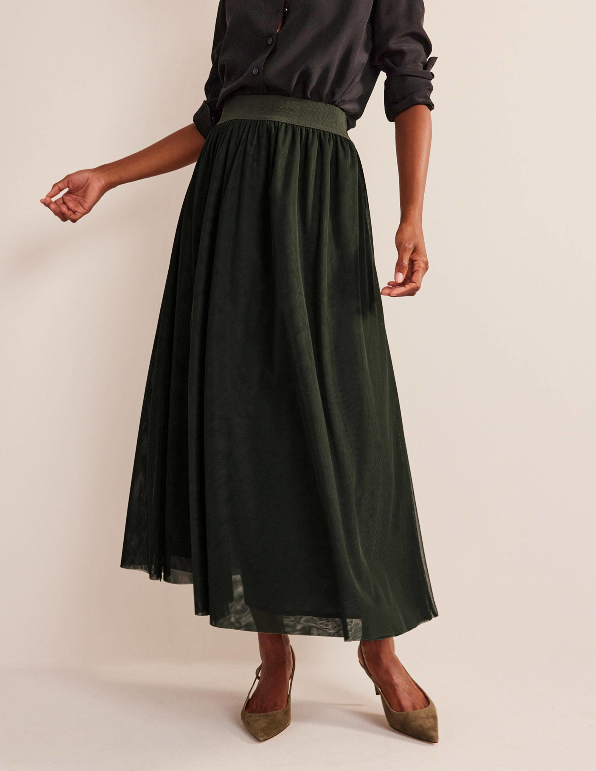 Tulle Full Midi Skirt-Khaki - Image 4