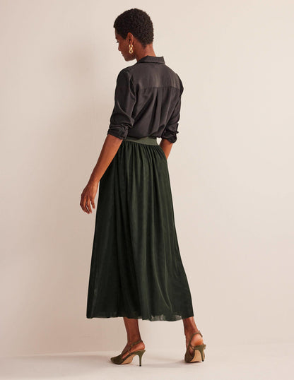 Tulle Full Midi Skirt-Khaki-6