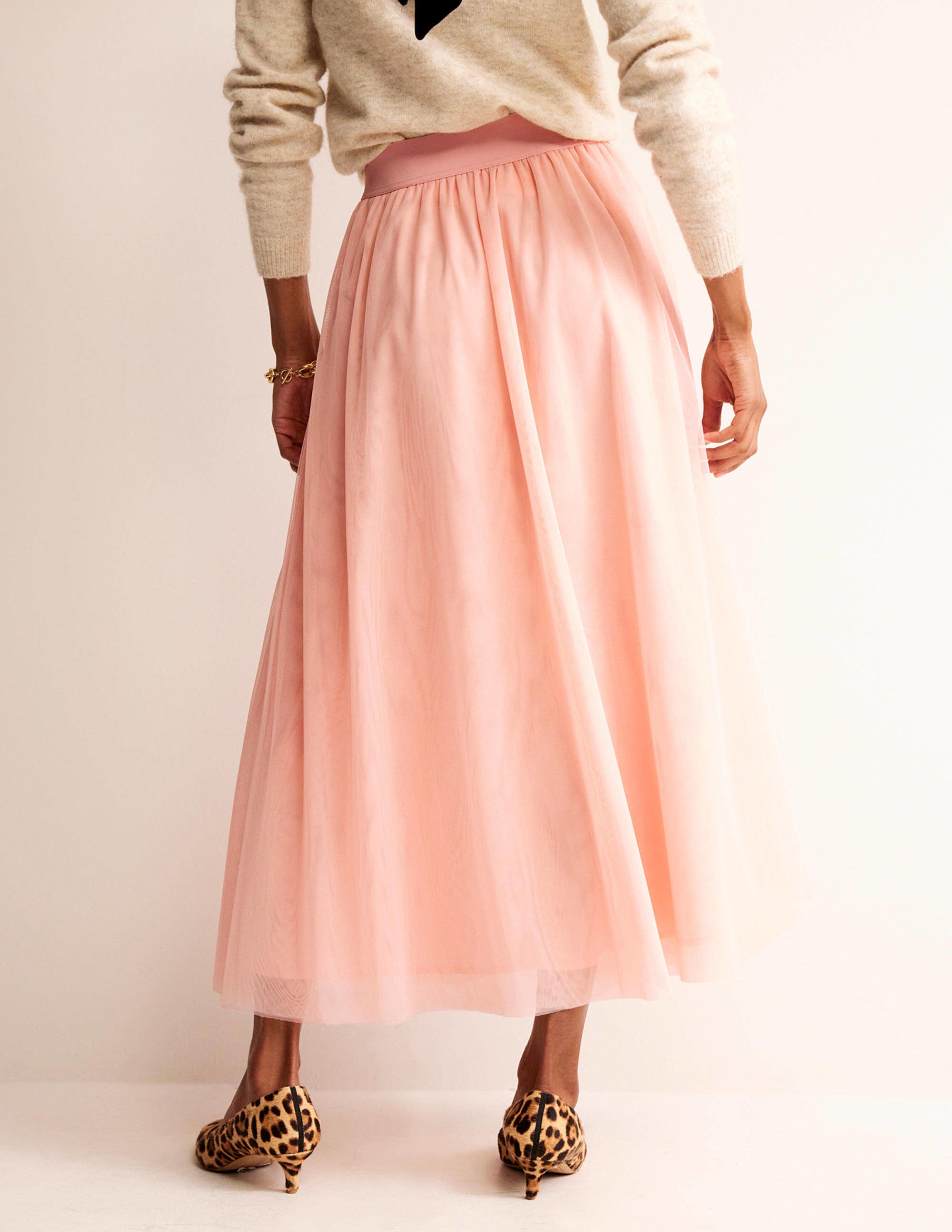 Tulle Full Midi Skirt-Pink - Image 3