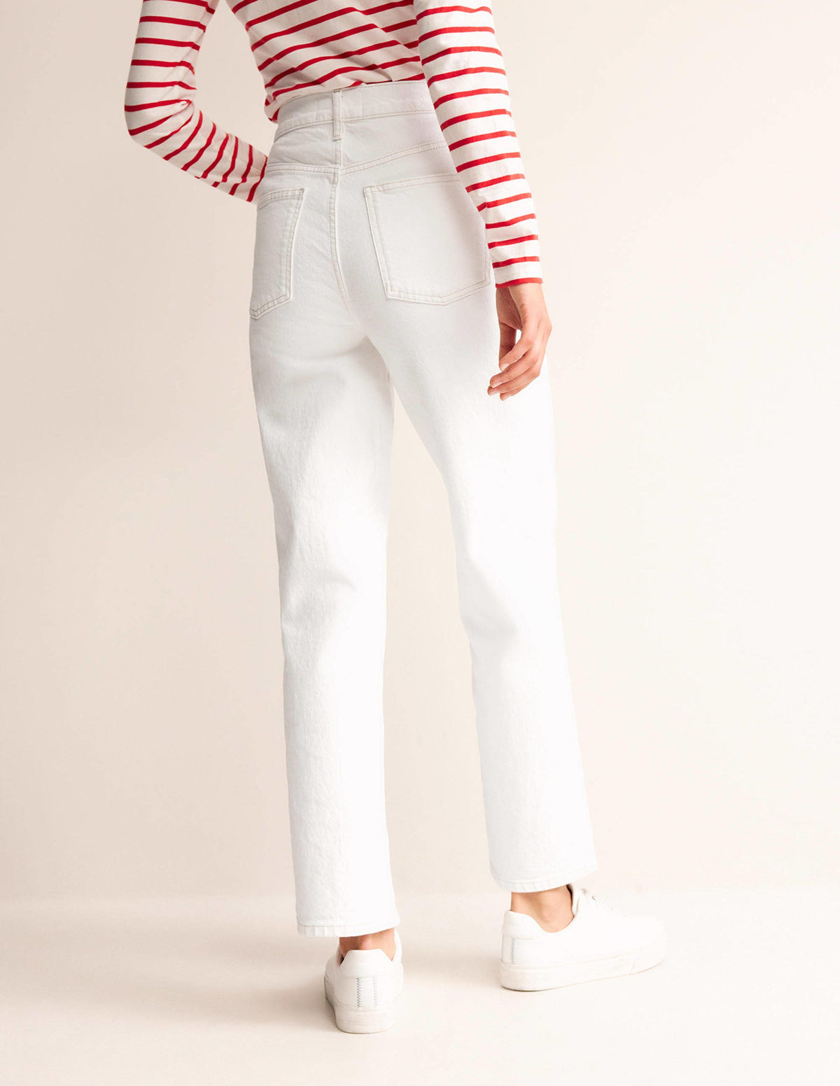 High Rise True Straight Jeans-White - Image 3