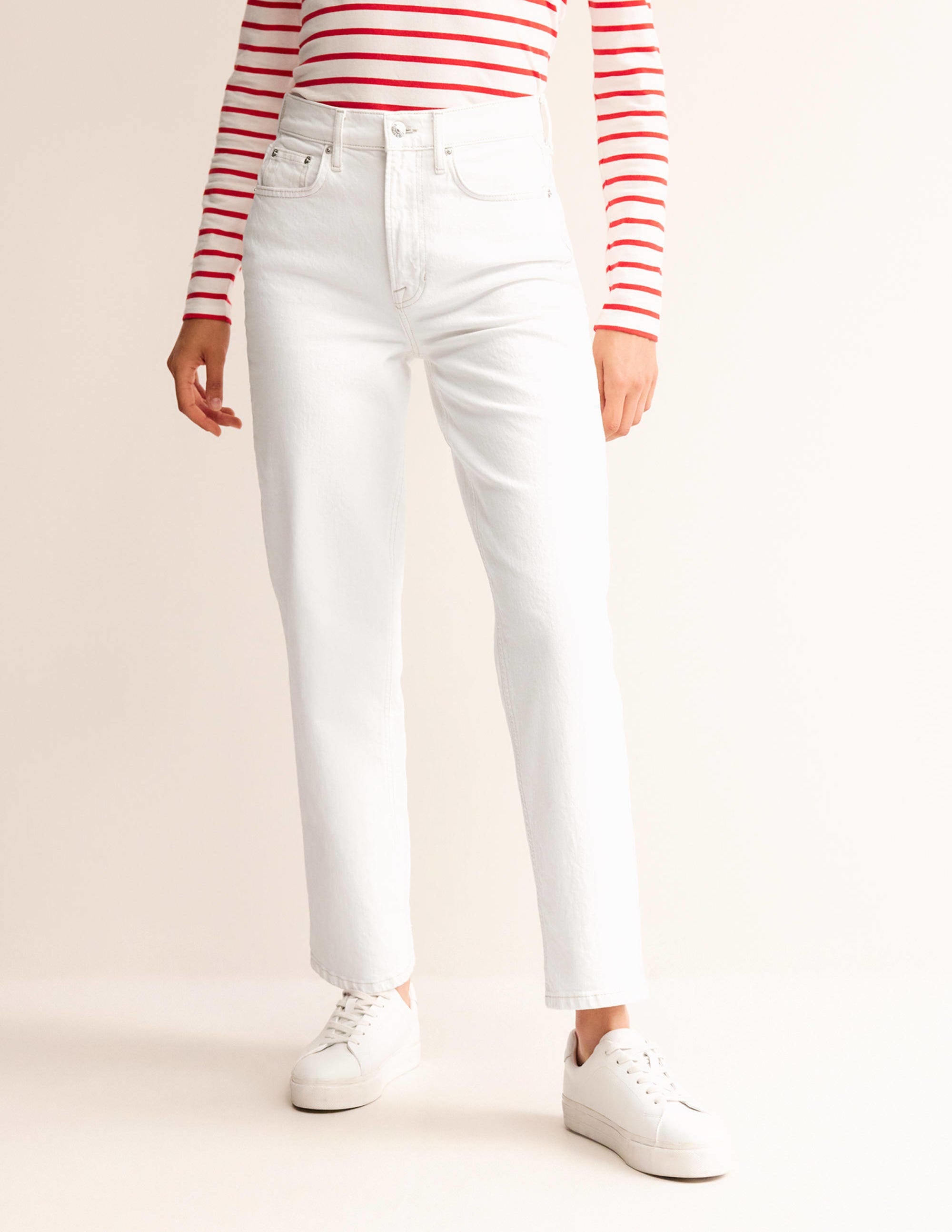 High Rise True Straight Jeans-White - Image 4