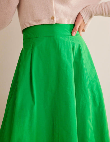 Taffeta Pull-on Midi Skirt-Green Bee-2