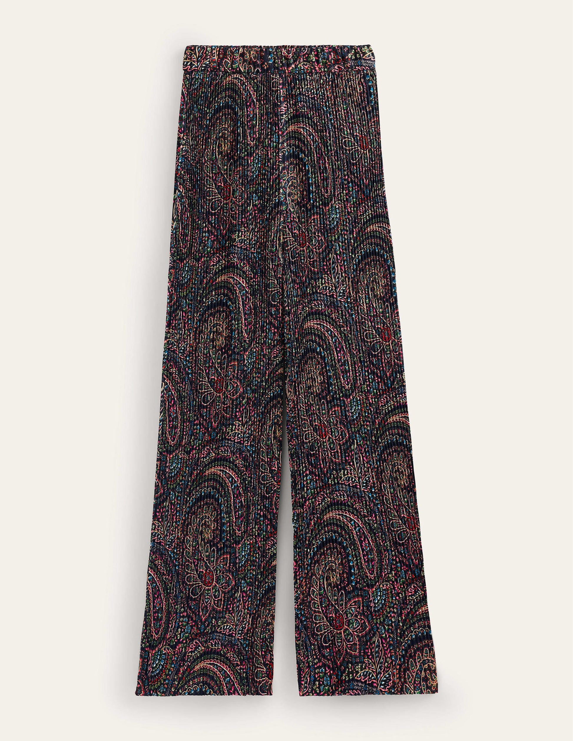 Plisse Satin Wide Leg Trousers-Light Navy, Palace-5