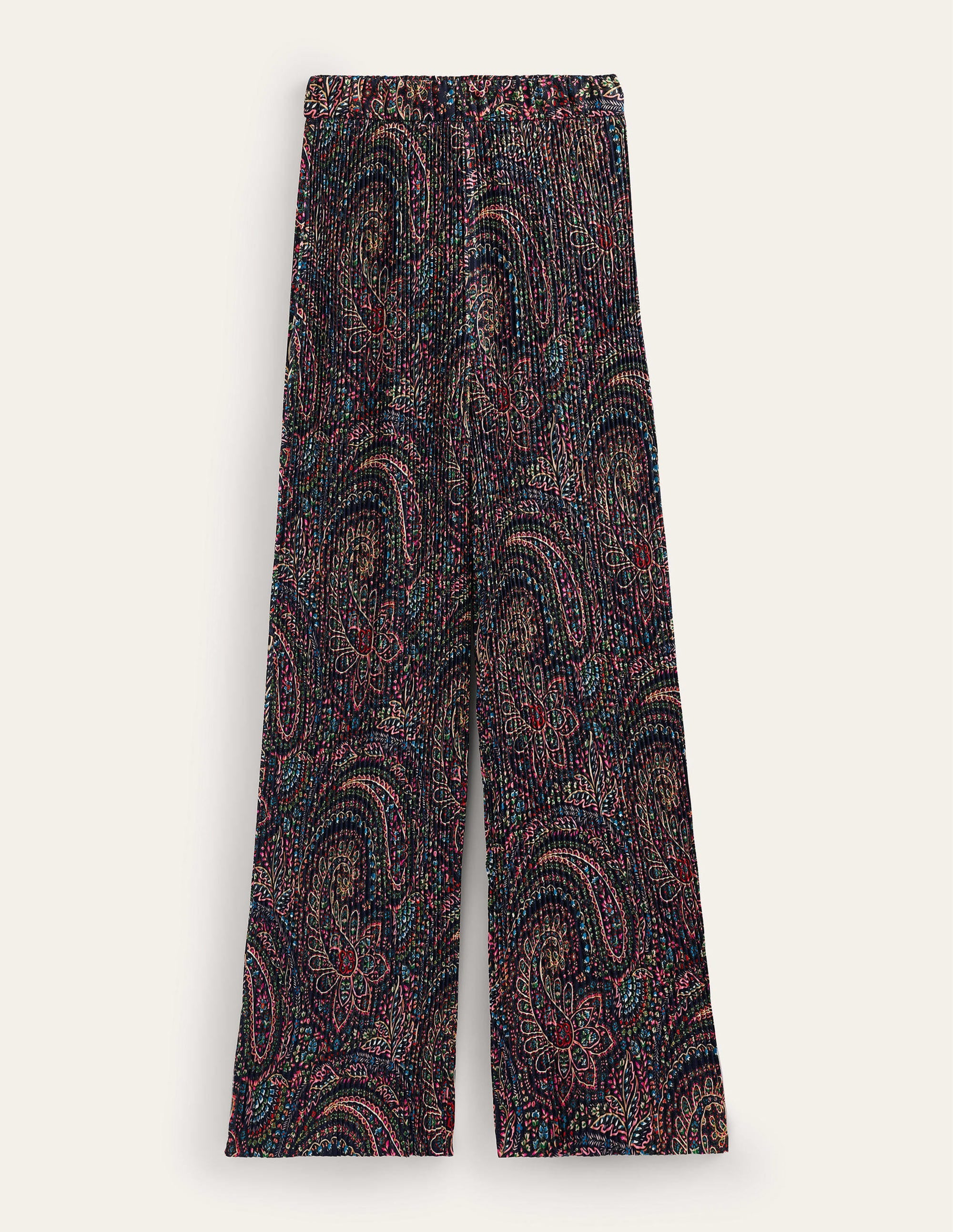 Plisse Satin Wide Leg Trousers-Light Navy, Palace - Image 5