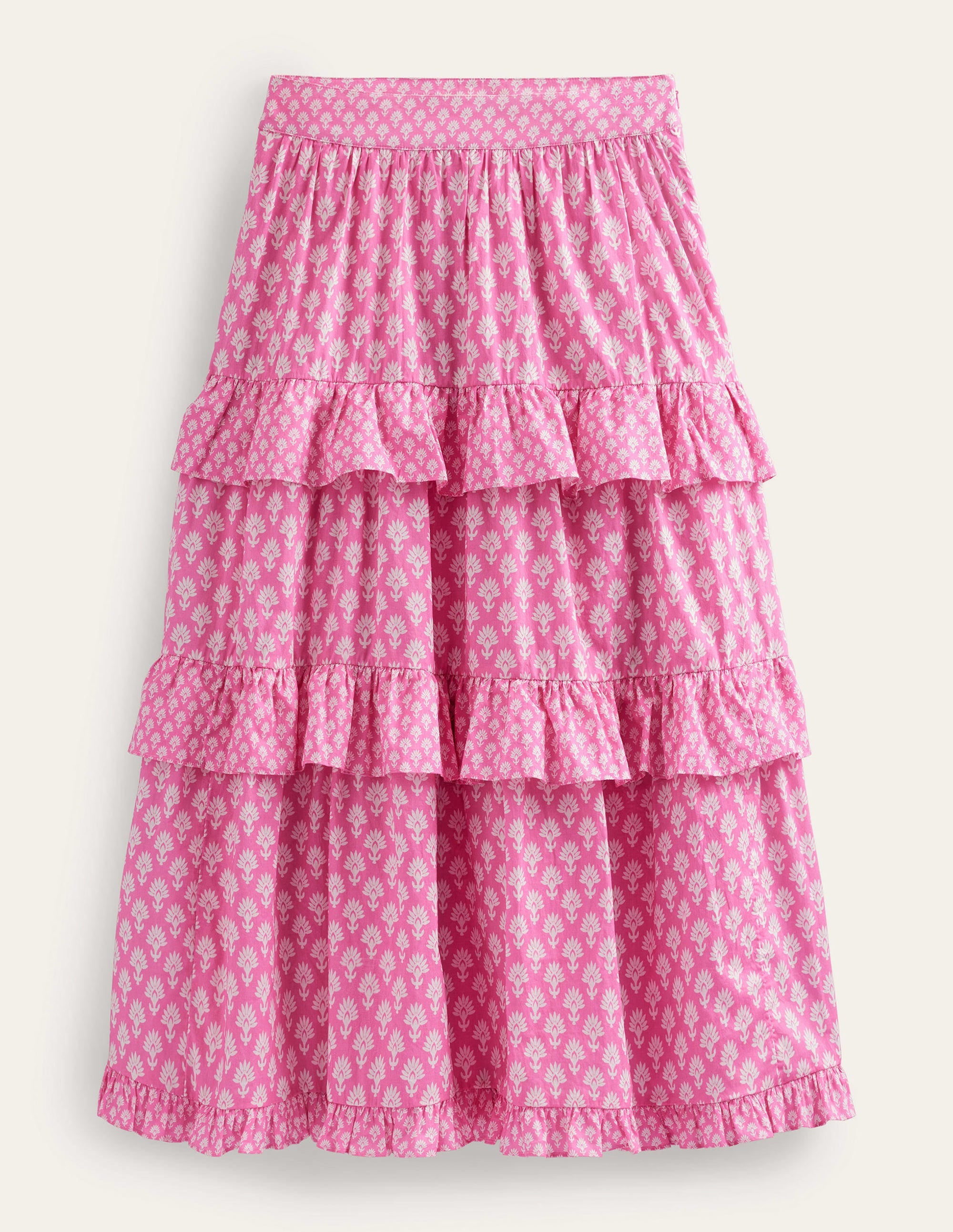 Tiered Cotton Maxi Skirt-Plum Blossom, Daisy Pome - Image 8