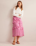 Tiered Cotton Maxi Skirt-Plum Blossom, Daisy Pome