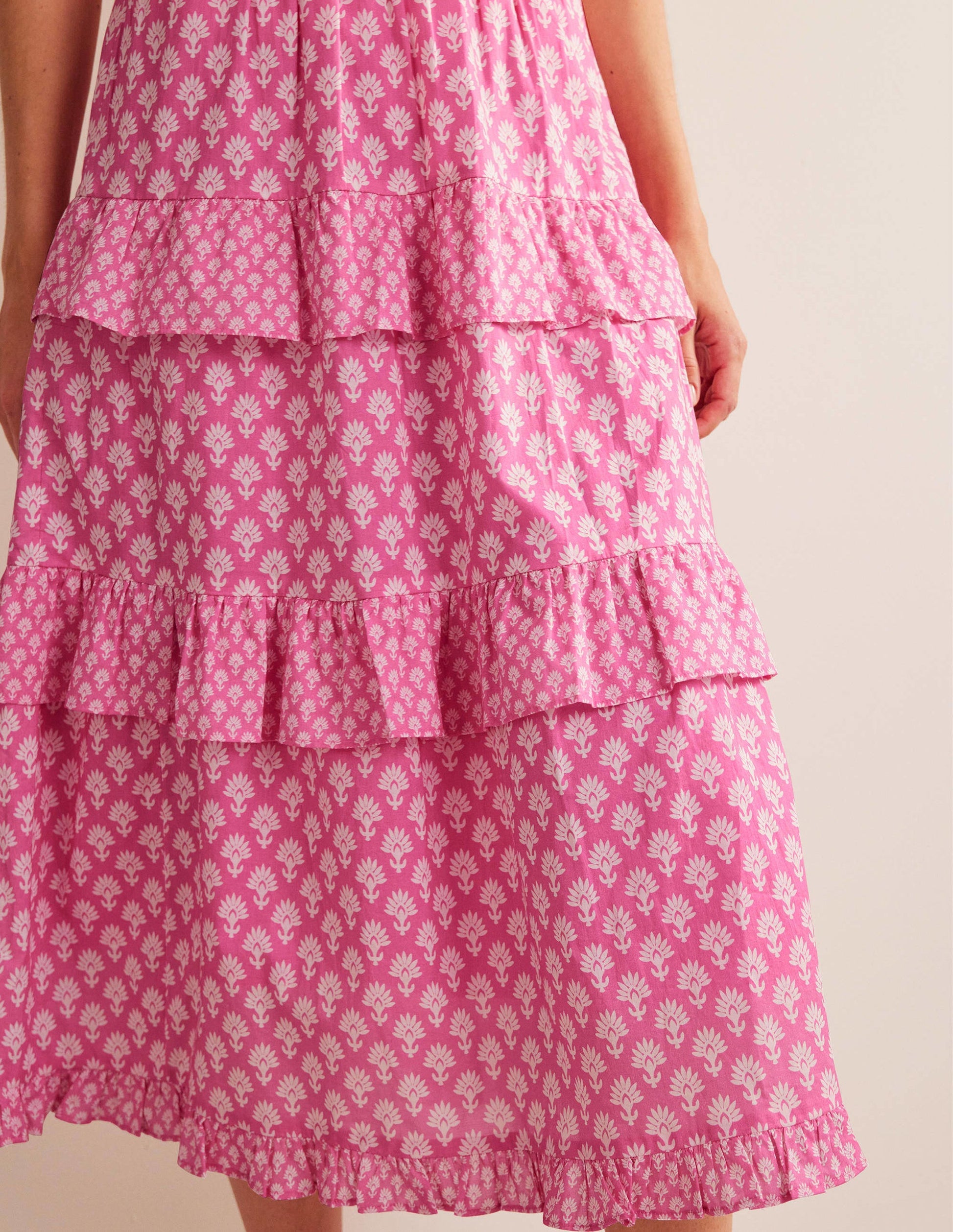 Tiered Cotton Maxi Skirt-Plum Blossom, Daisy Pome-2