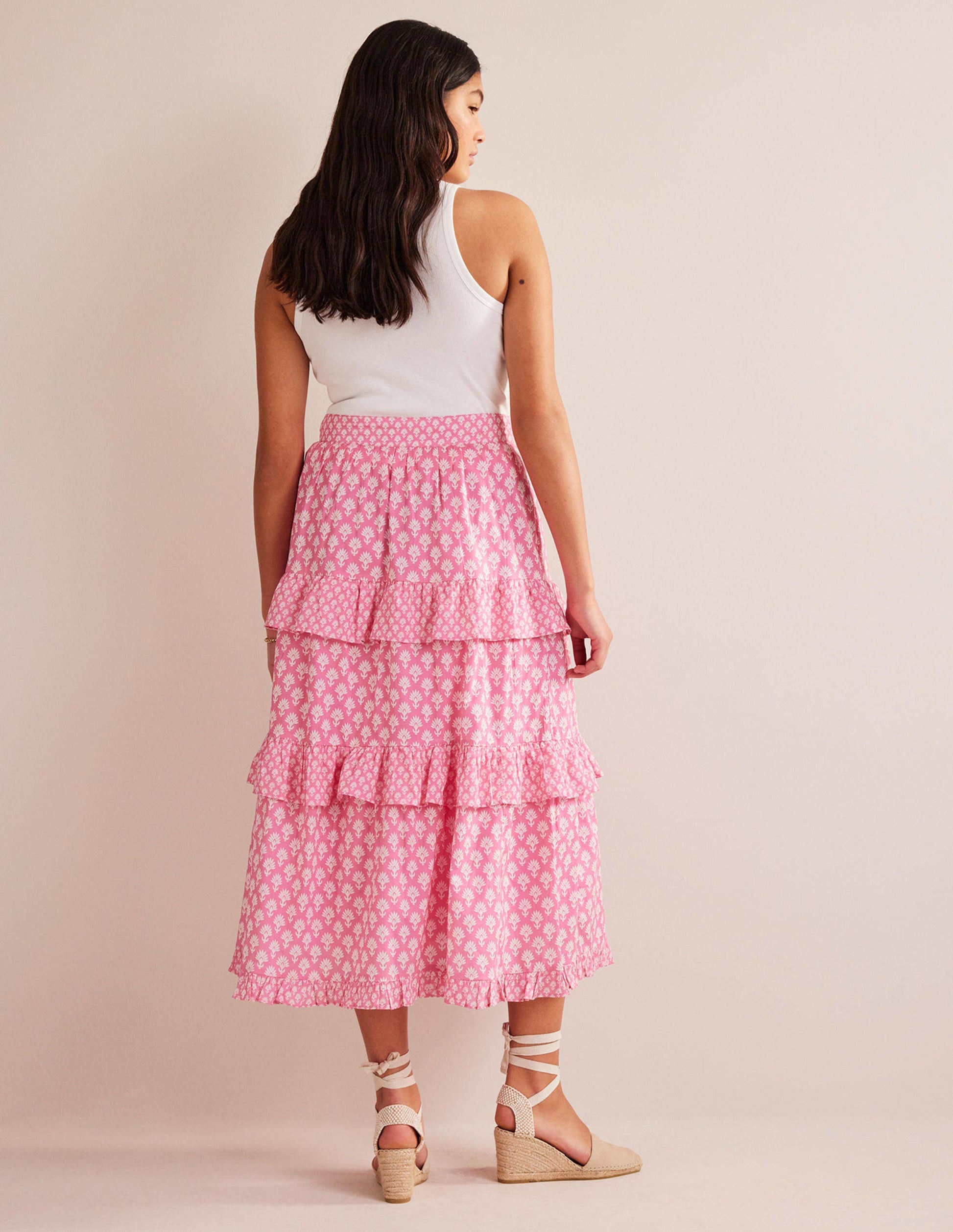 Tiered Cotton Maxi Skirt-Plum Blossom, Daisy Pome-6