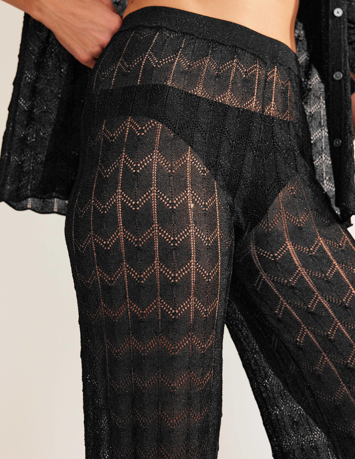 Knitted Beach Trousers-Metallic Black - Image 2