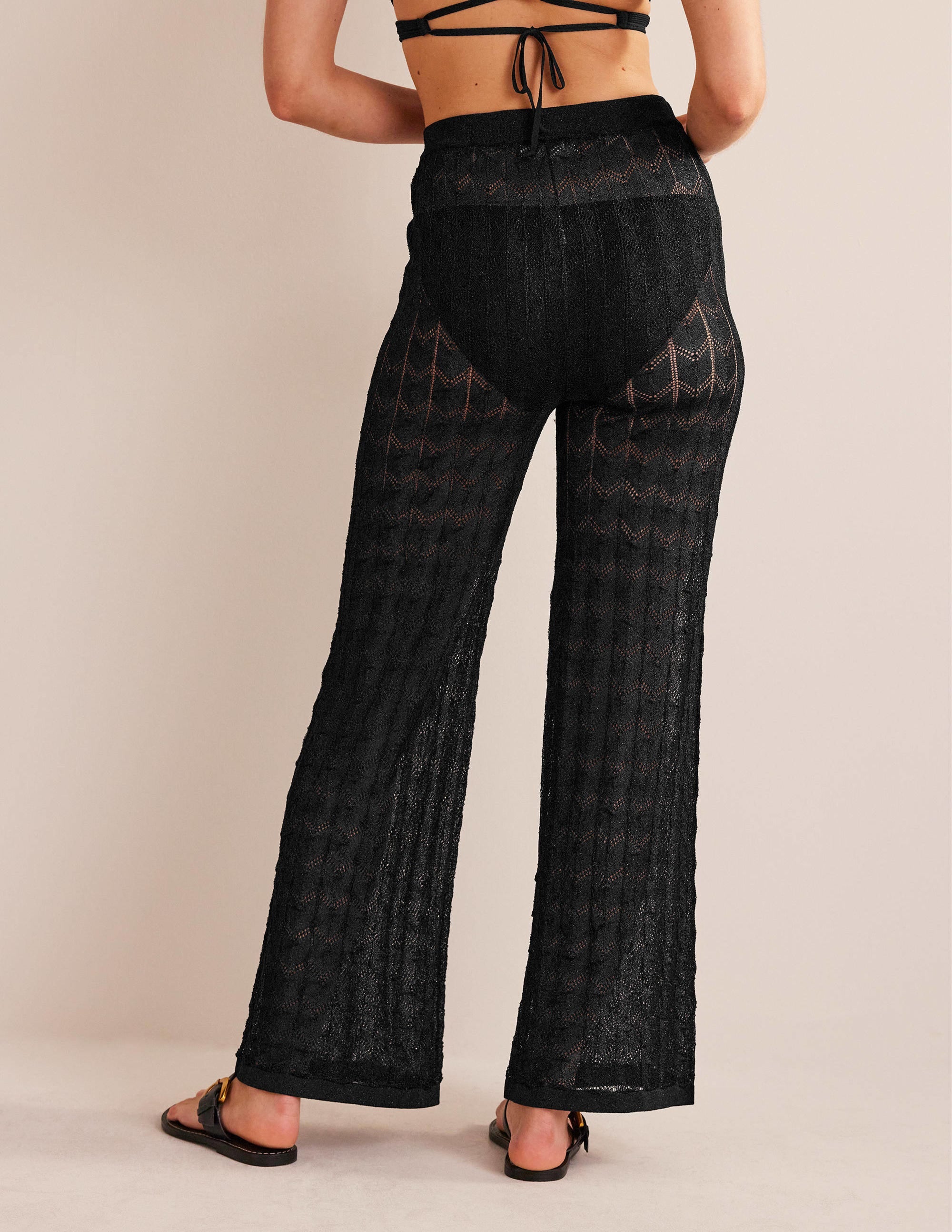 Knitted Beach Trousers-Metallic Black - Image 3