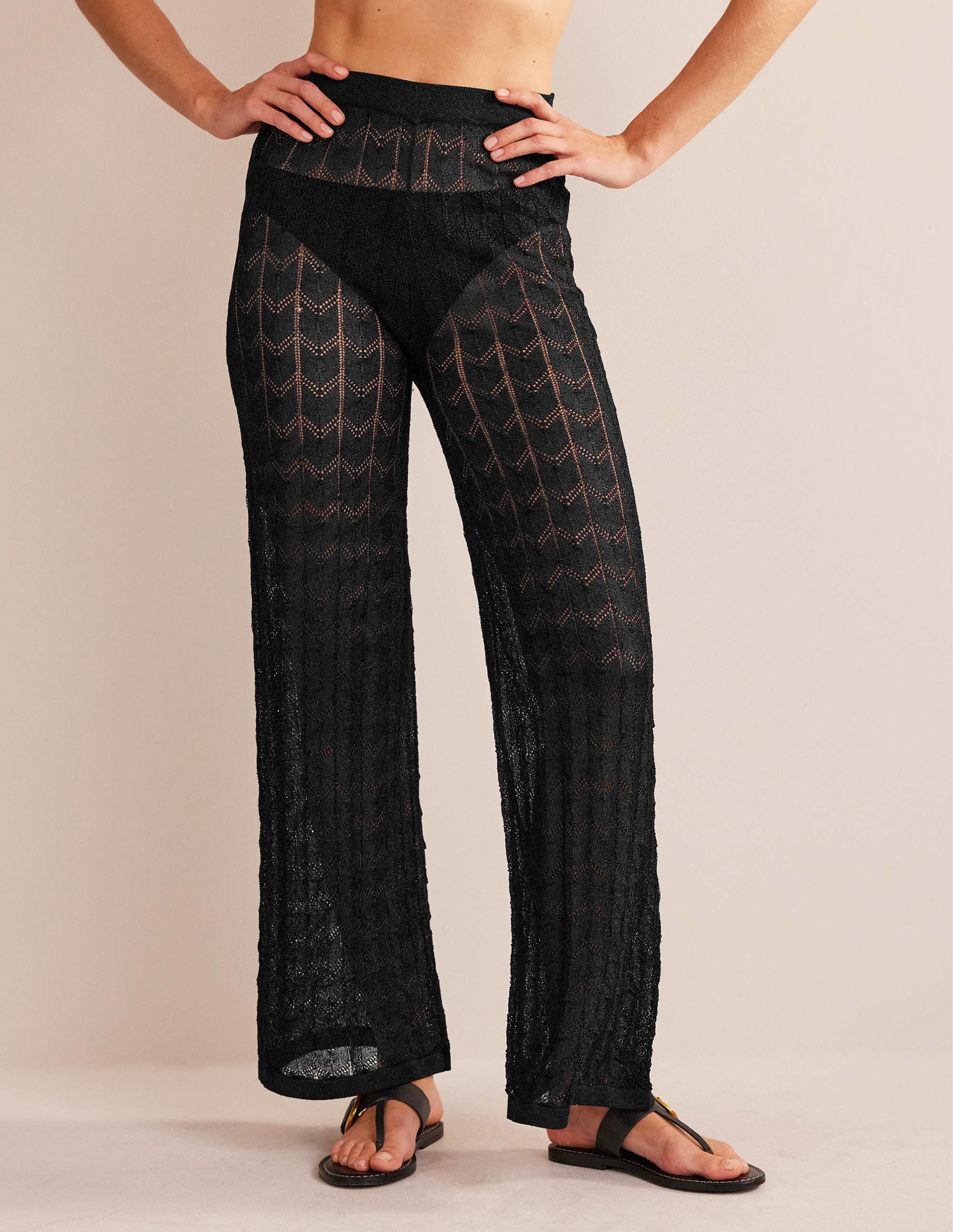 Knitted Beach Trousers-Metallic Black - Image 4