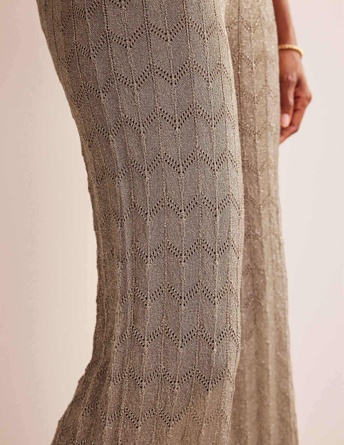 Knitted Beach Trousers-Metallic Stone - Image 2