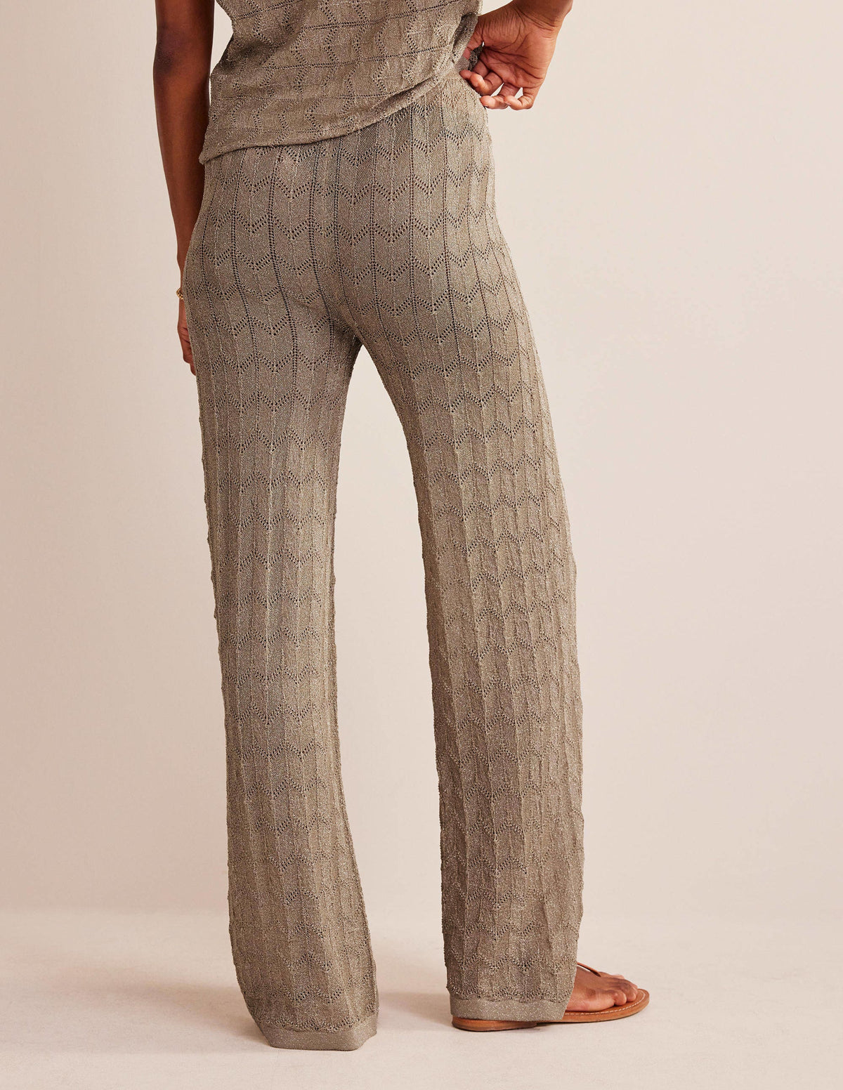 Knitted Beach Trousers-Metallic Stone - Image 3