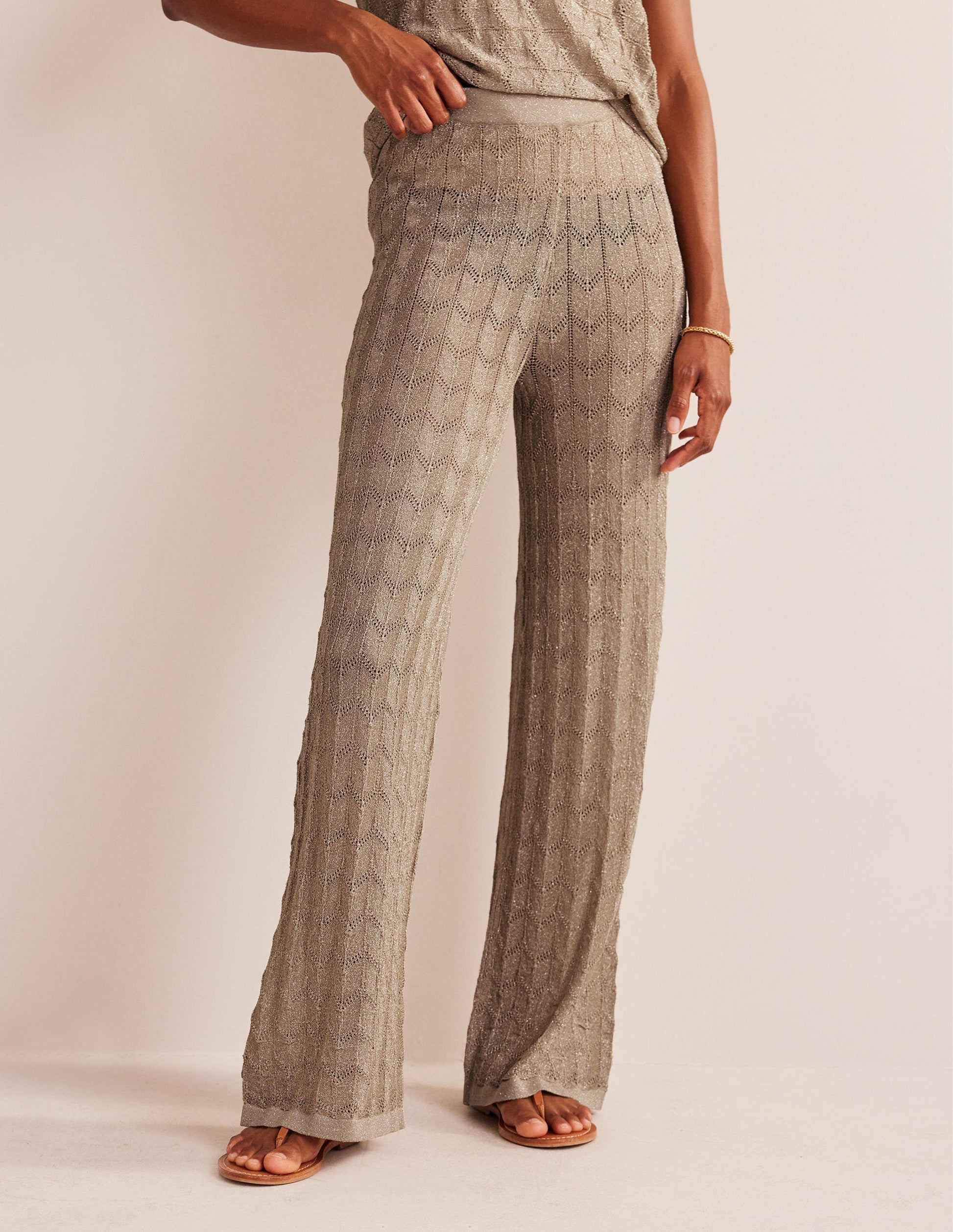 Knitted Beach Trousers-Metallic Stone-4
