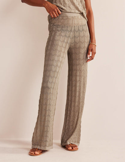 Knitted Beach Trousers-Metallic Stone-4