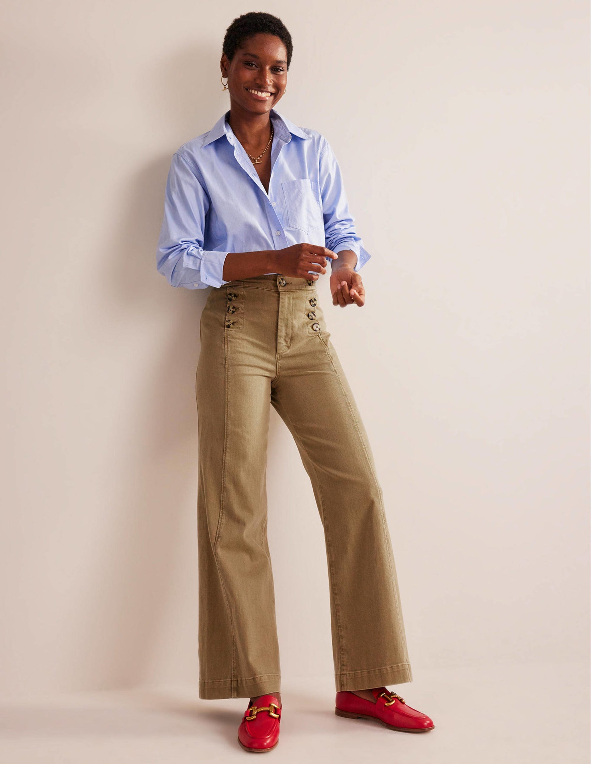 Sailor Wide Leg Trousers-Wheat-1