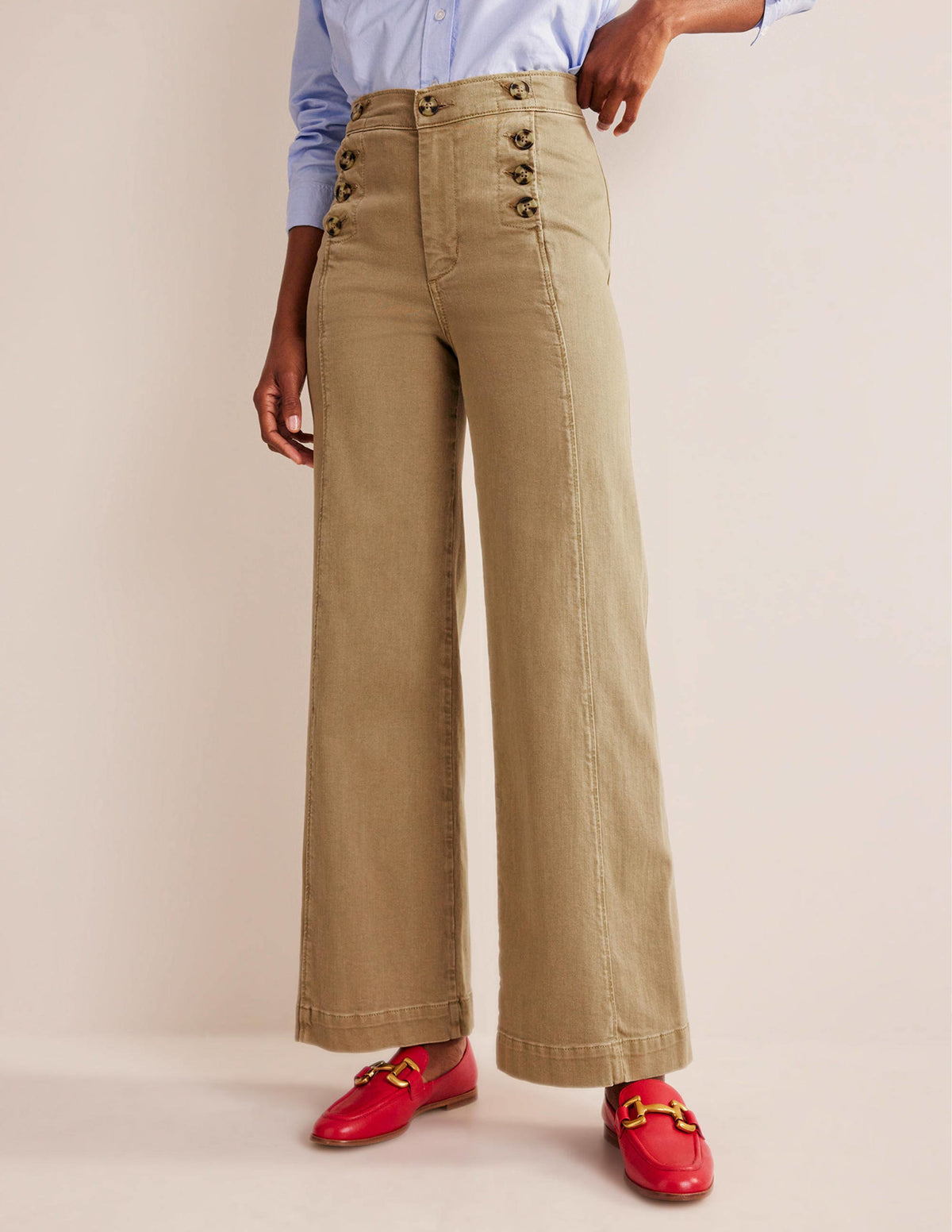 Sailor Wide Leg Trousers-Wheat - Image 4
