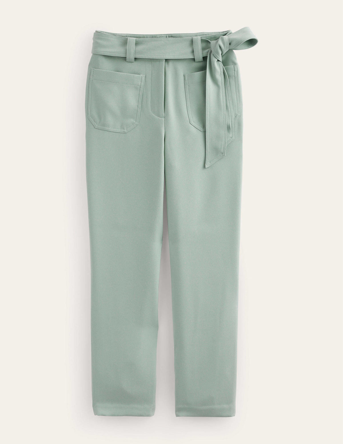 Tie-Waist Tapered Trousers-Iceberg Green-7