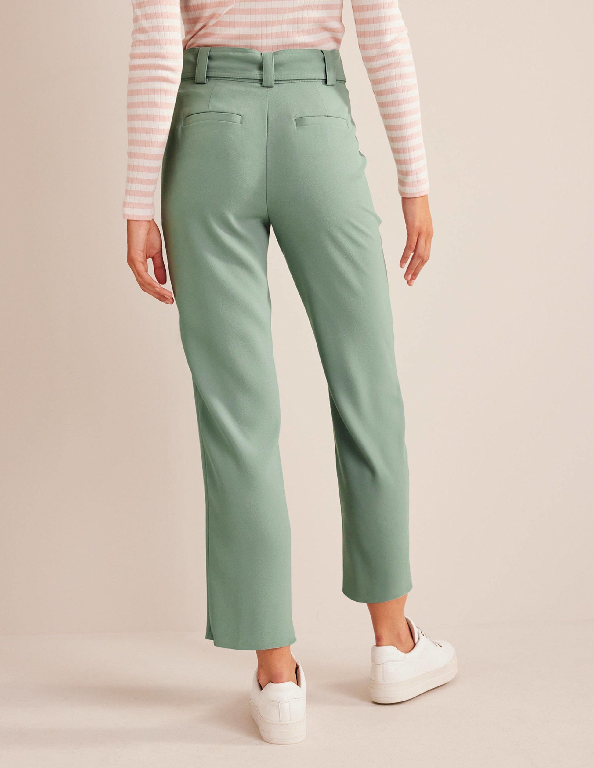 Tie-Waist Tapered Trousers-Iceberg Green-3