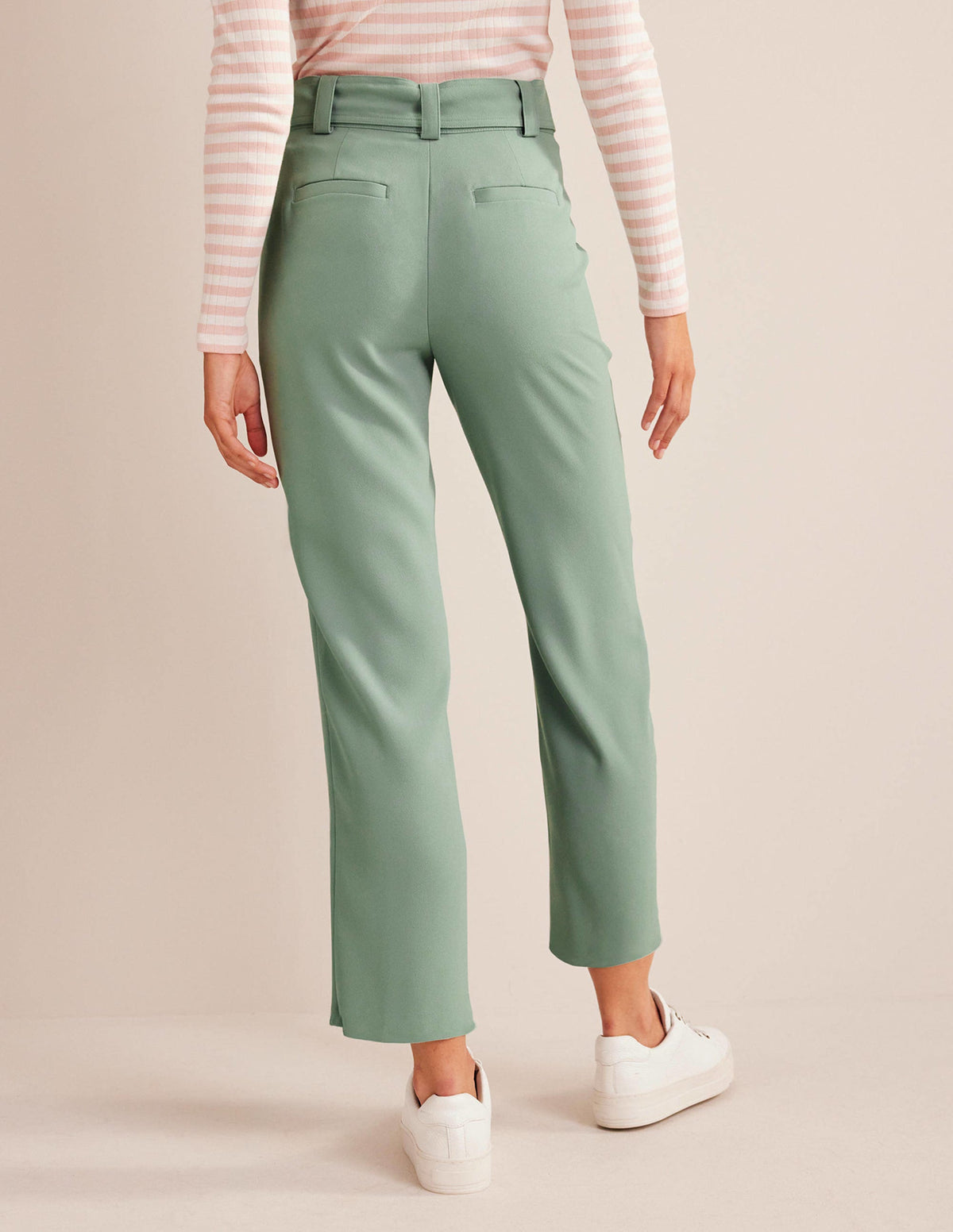 Tie-Waist Tapered Trousers-Iceberg Green - Image 3