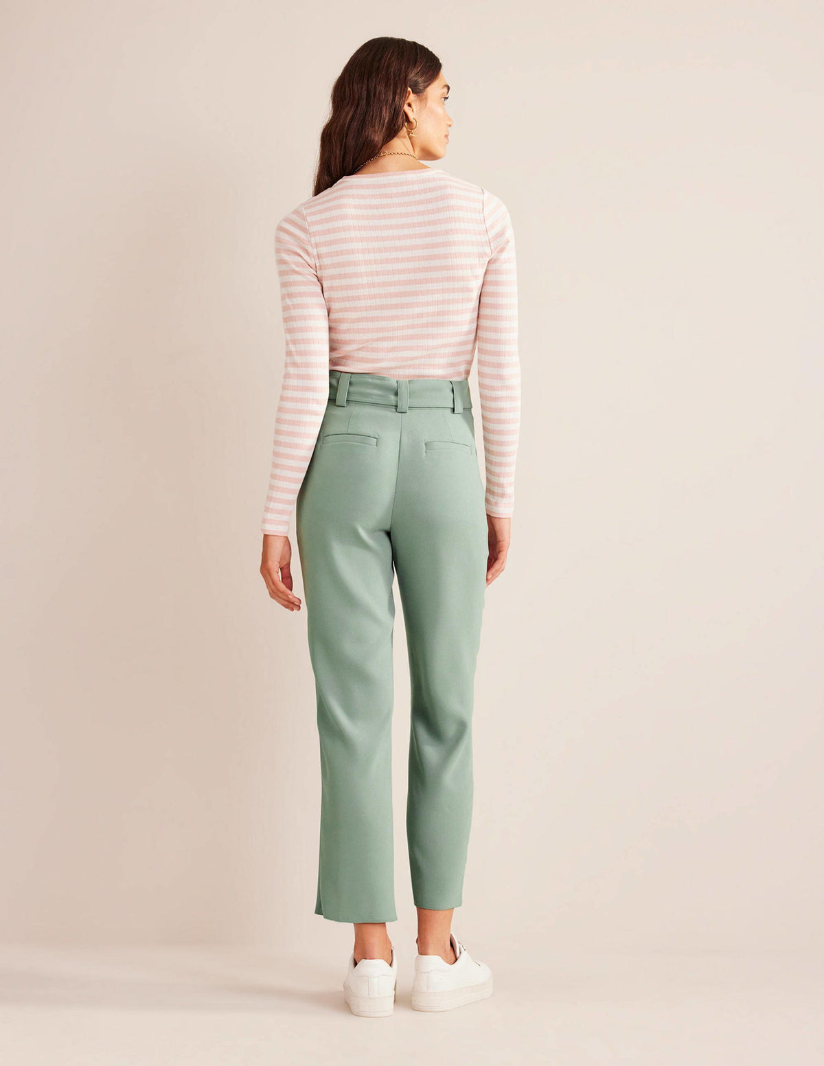 Tie-Waist Tapered Trousers-Iceberg Green-6
