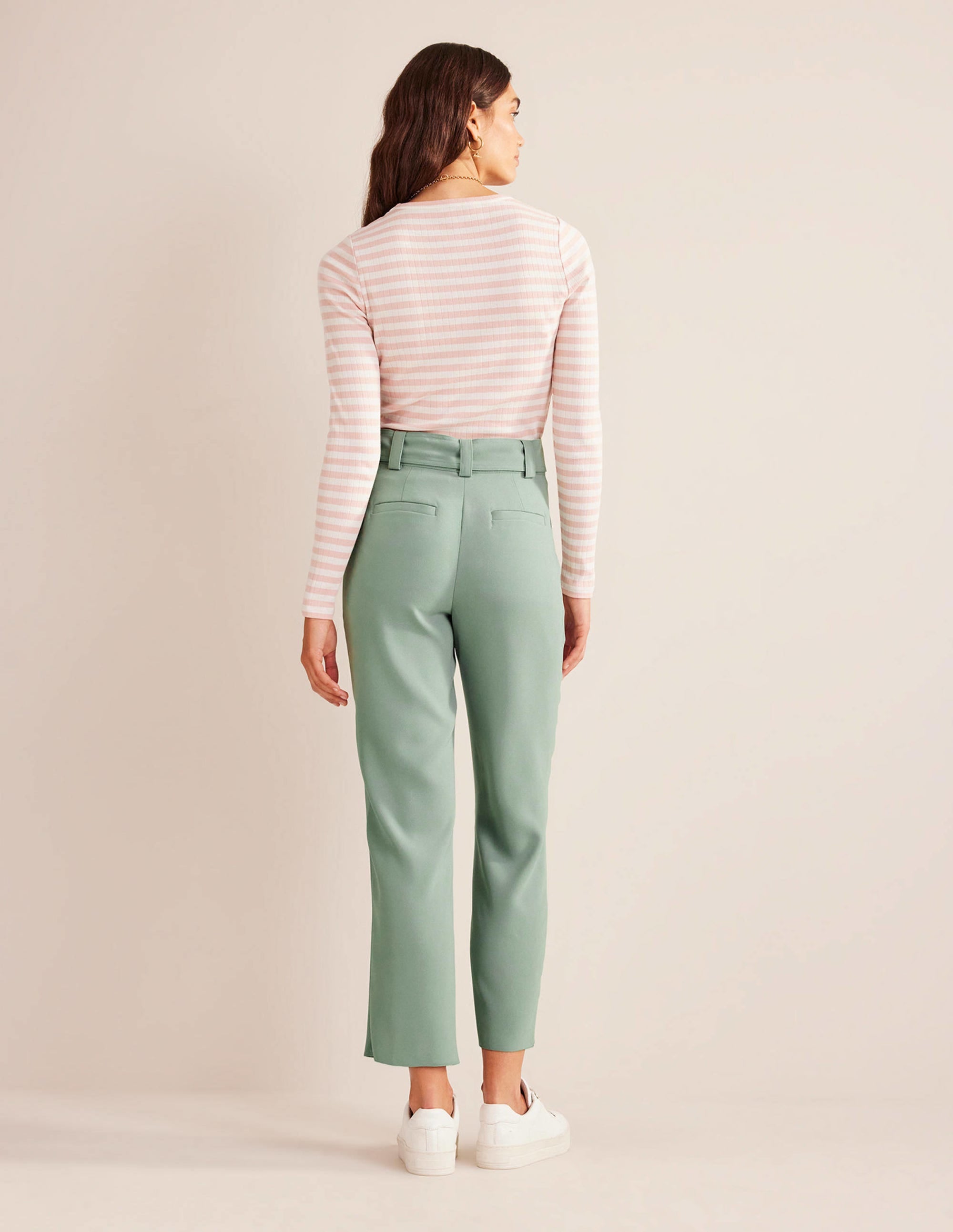 Tie-Waist Tapered Trousers-Iceberg Green - Image 6
