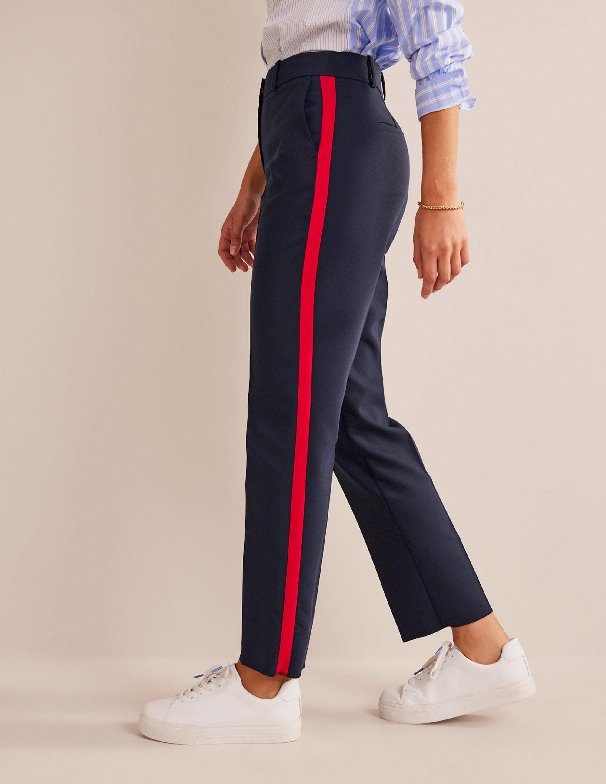 Kew Side Stripe Trousers-Navy, Red Stripe - Image 5