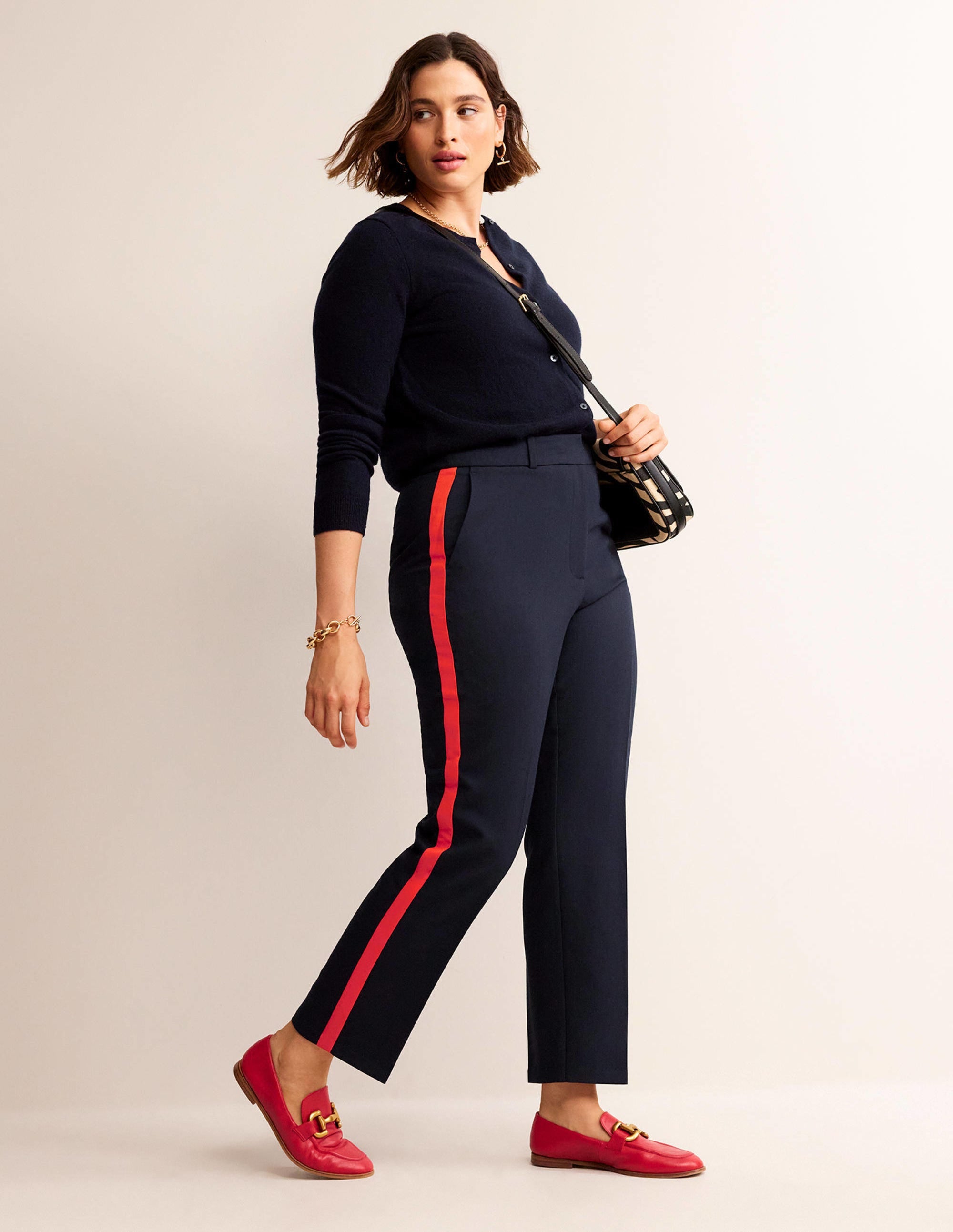 Kew Side Stripe Trousers-Navy, Red Stripe - Image 6